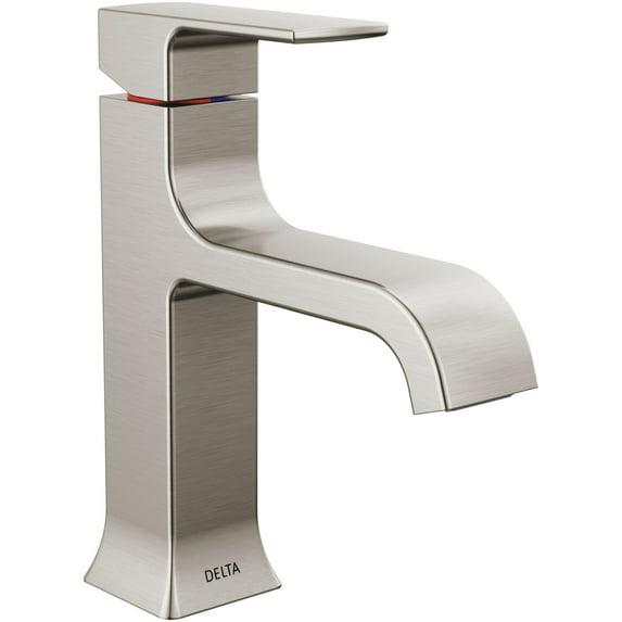 Velum Single Hole Curved Bathroom Faucet with Drain Assembly, Single Handle Bathroom Sink Faucet