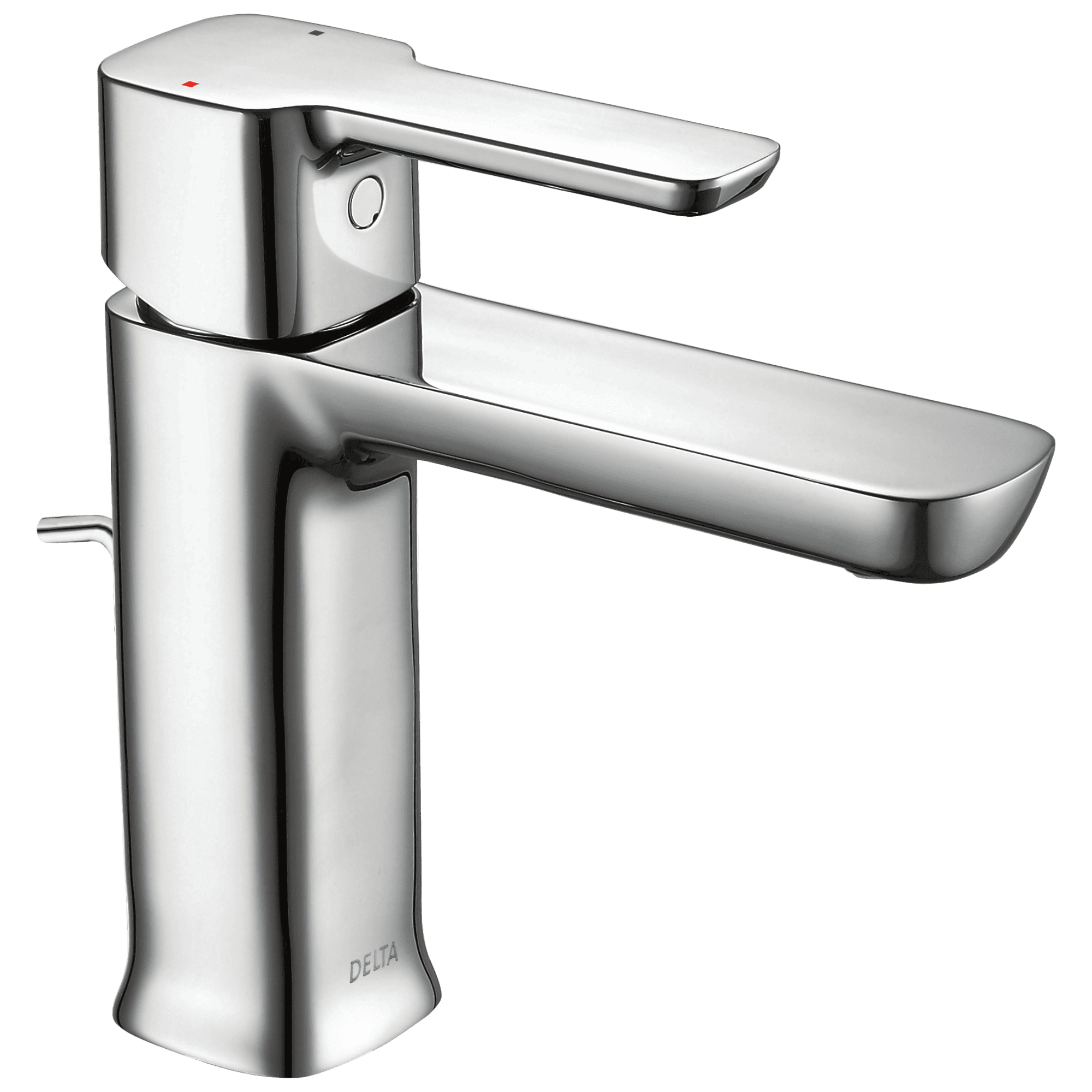 Sleek Modern Chrome Single Hole Brass Bathroom Faucet with Drain Assembly