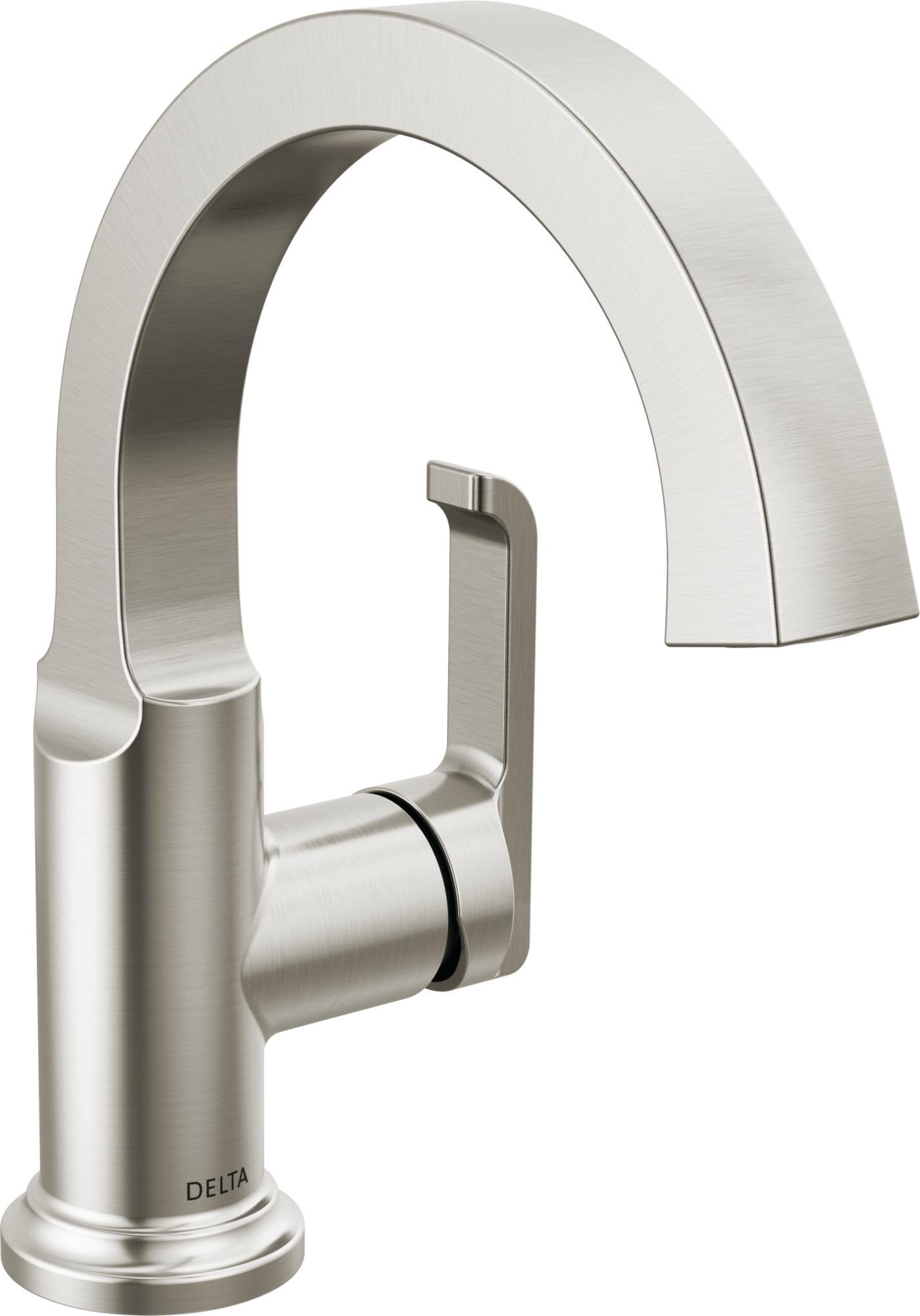 Stainless Steel Single Handle Bathroom Faucet with Drain Assembly