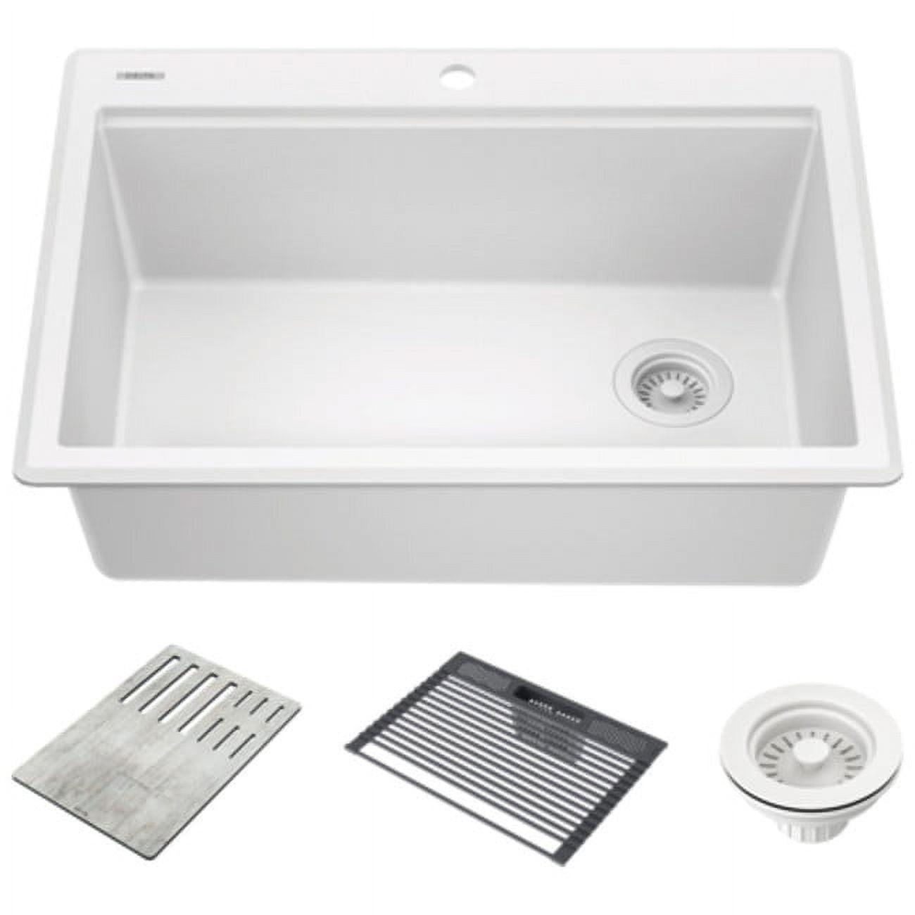 DELTA Everest™ 30" L Granite Composite Workstation Kitchen Sink Drop-In Top Mount Single Bowl with WorkFlow™ Ledge