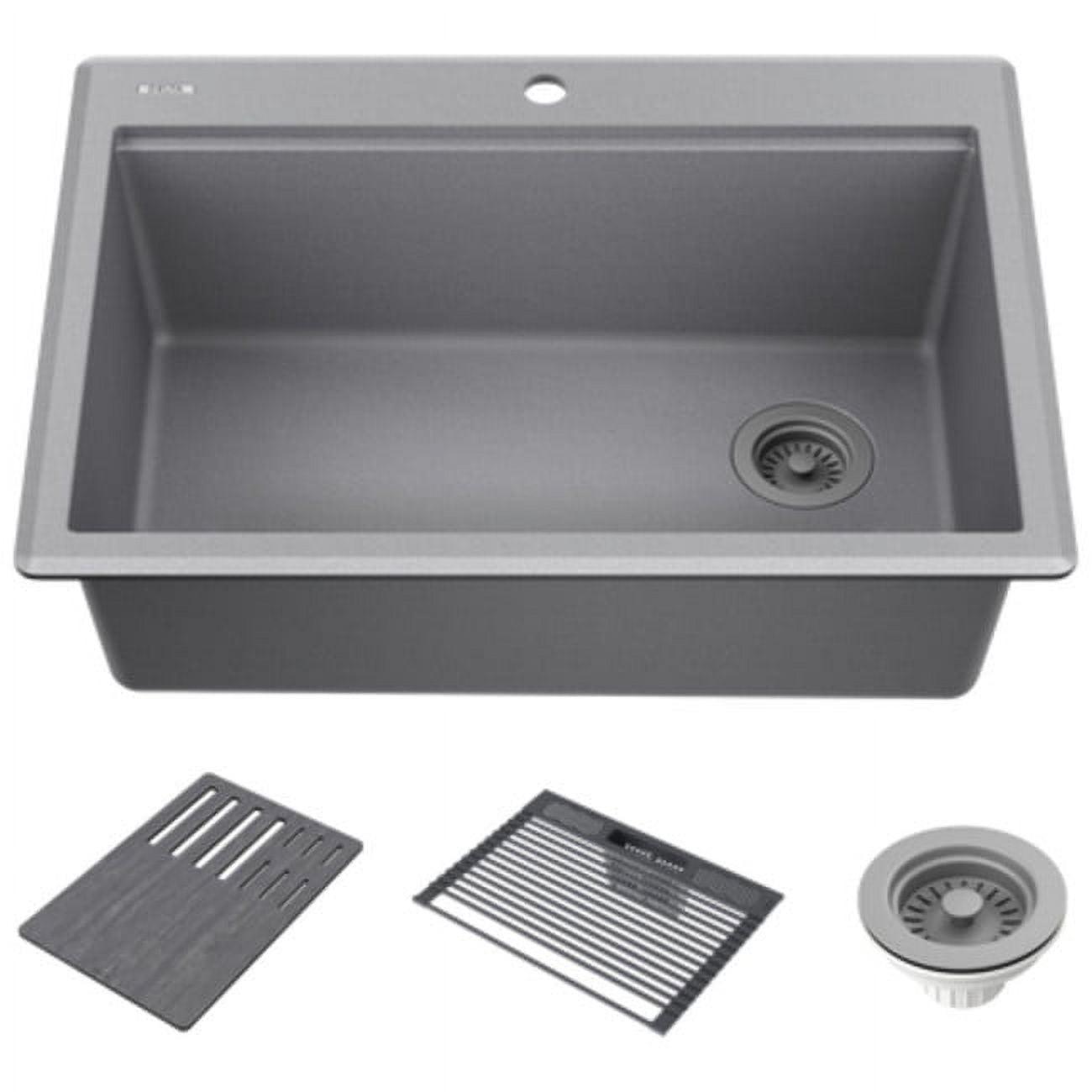 DELTA Everest™ 30" L Granite Composite Workstation Kitchen Sink Drop-In Top Mount Single Bowl with WorkFlow™ Ledge