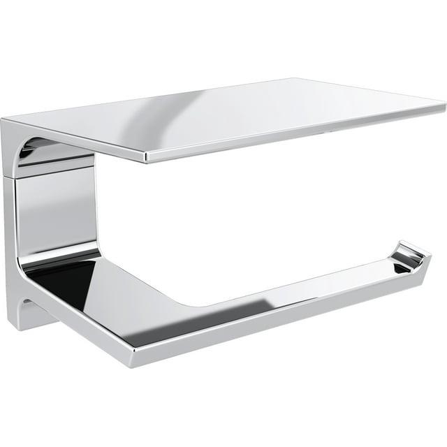 Pivotal Wall Mount Single Post Toilet Paper Holder with Shelf Bath Hardware Accessory