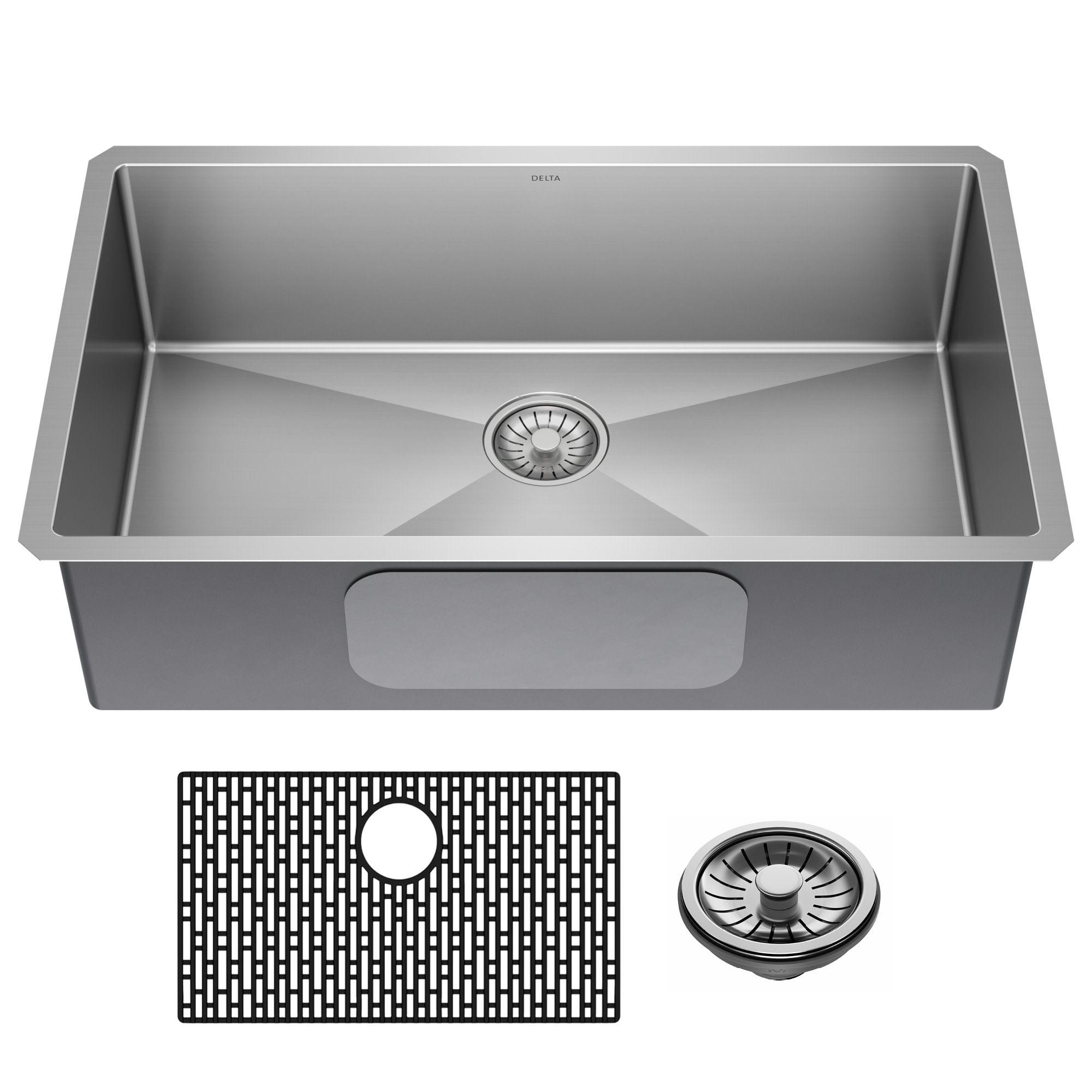 Delta Lenta™ Undermount 16 Gauge Stainless Steel Single Bowl Kitchen Sink with Accessories