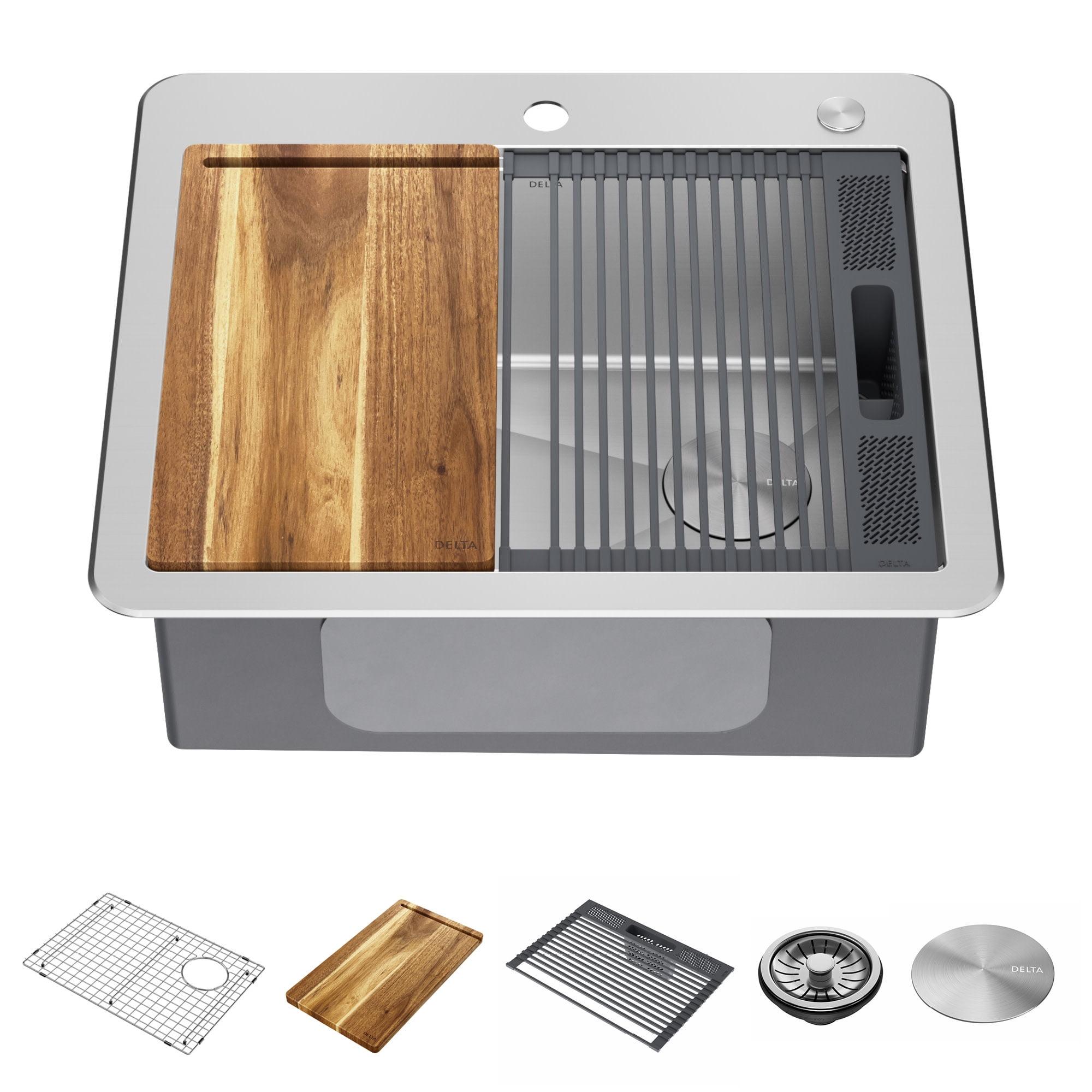 Stainless Steel Single Bowl Workstation Kitchen Sink with Accessories