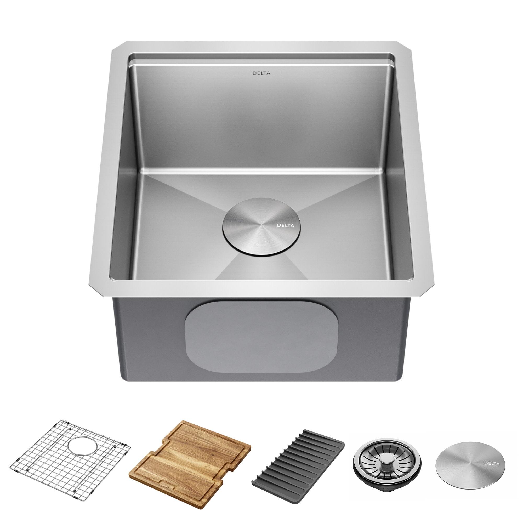 Delta Lorelai™ 17" L Workstation Bar Prep Kitchen Sink Undermount 16 Gauge Stainless Steel Single Bowl