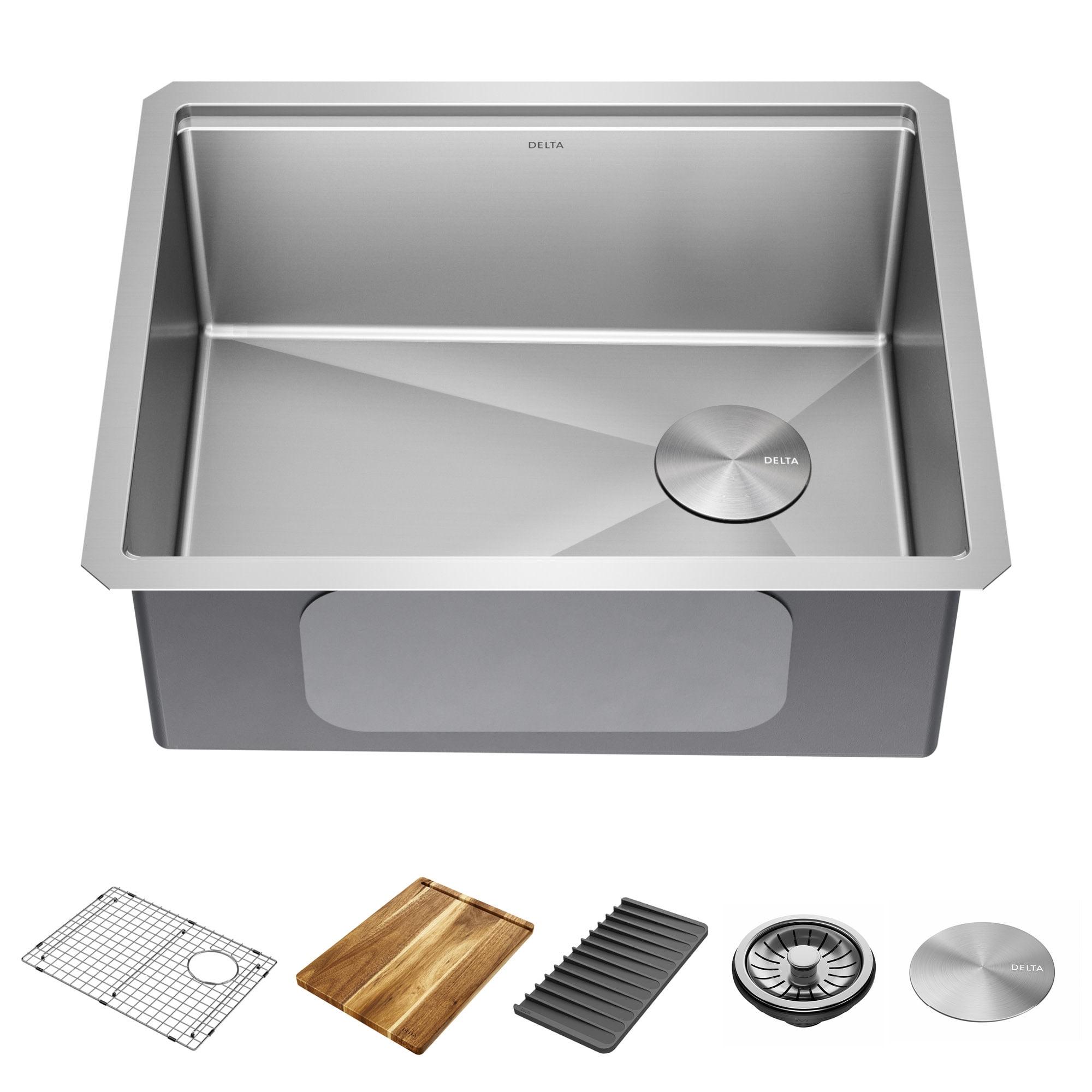 23" Satin Stainless Steel Undermount Workstation Kitchen Sink