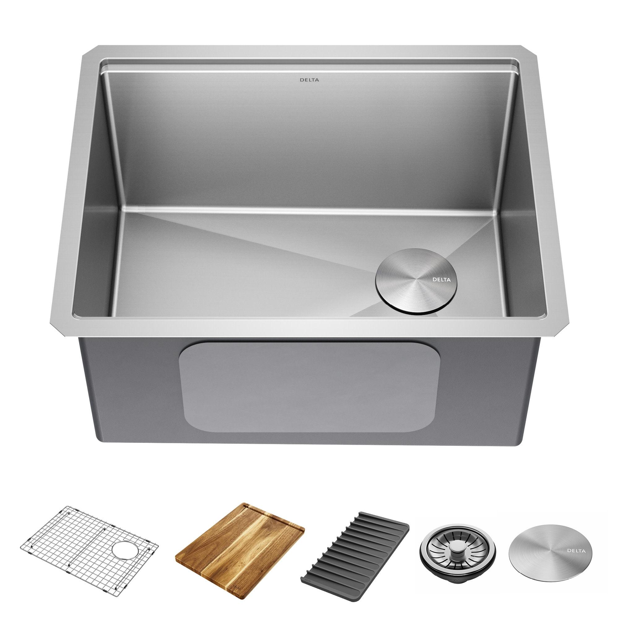 Delta Lorelai™ 24" L Workstation Laundry Utility Kitchen Sink Undermount 16 Gauge Stainless Steel Single Bowl