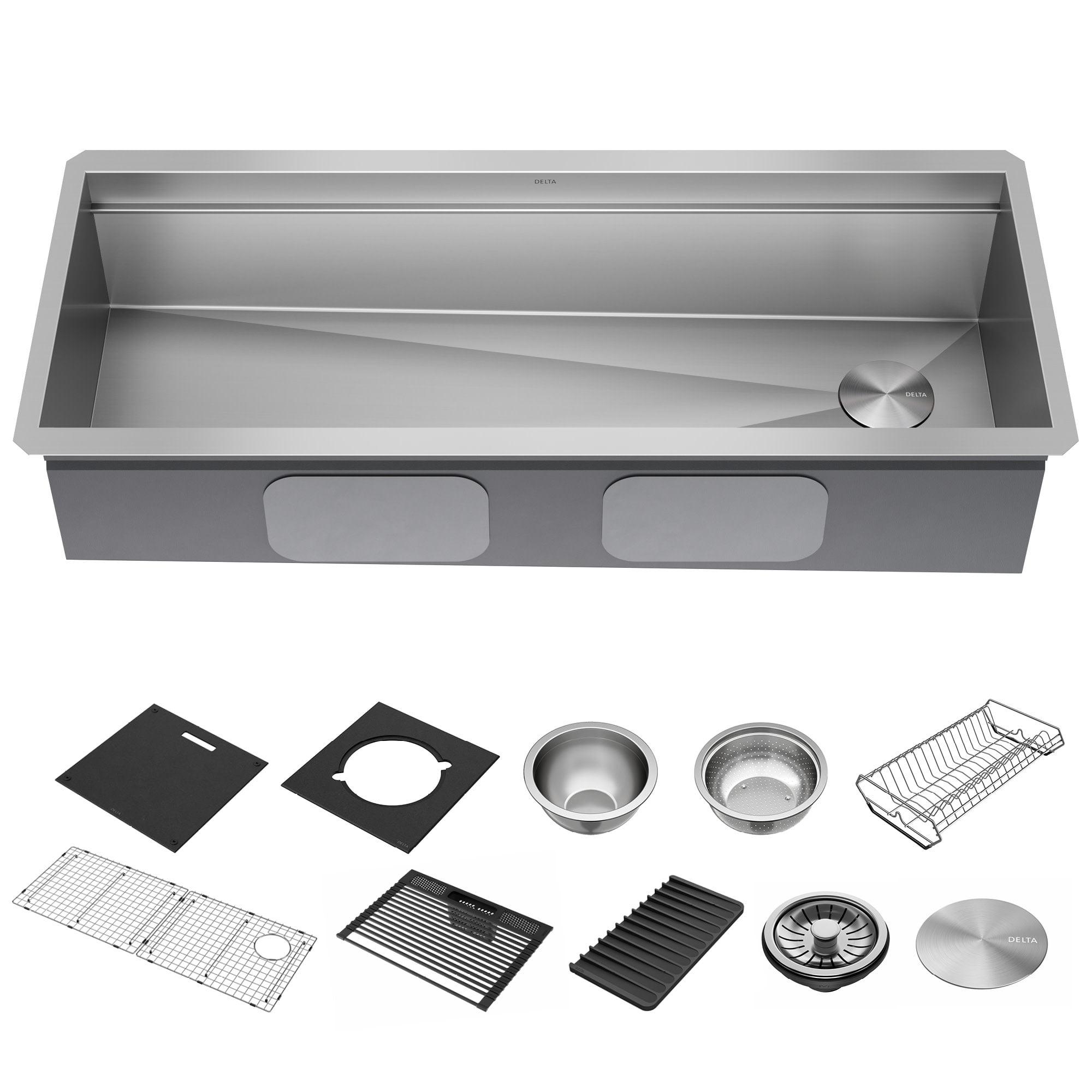 Delta Rivet 45" Stainless Steel Undermount Workstation Kitchen Sink