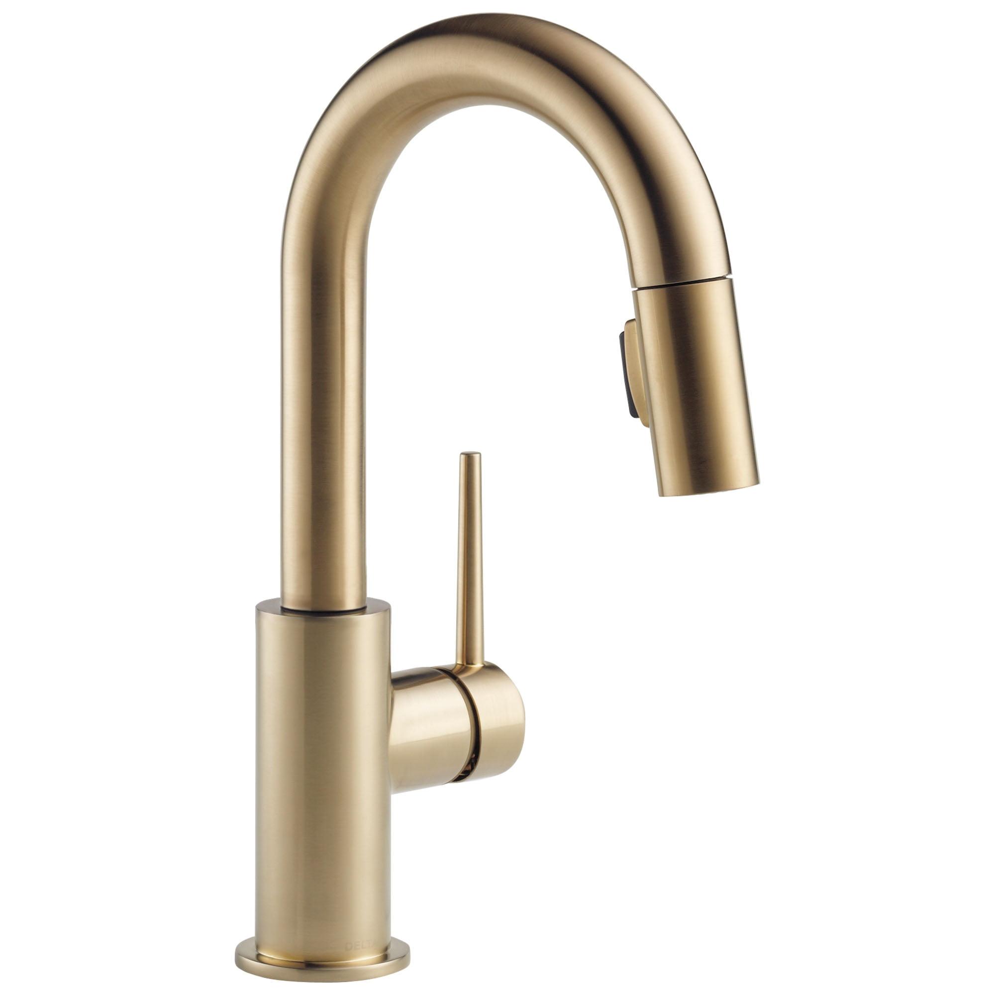 Champagne Bronze Modern Pull-Down Bar Faucet with Spray