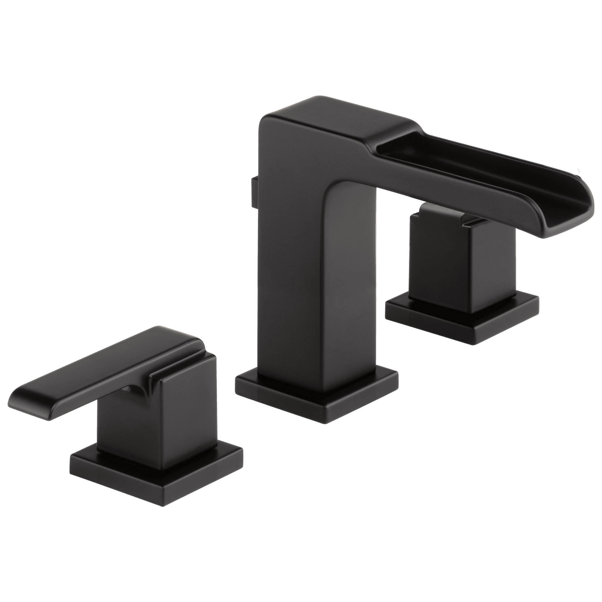 Matte Black Modern Widespread Bathroom Faucet with Drain Assembly