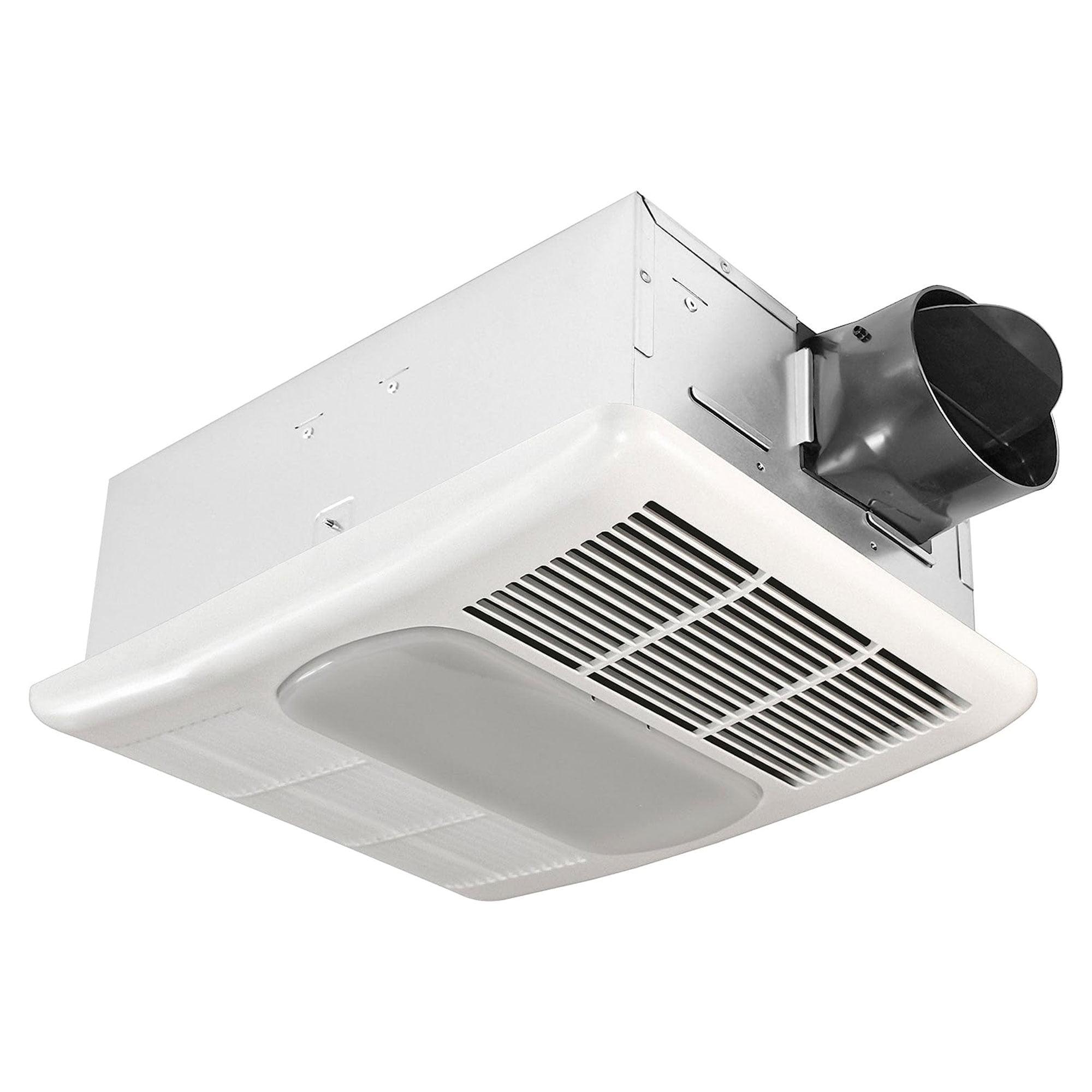 White Rectangular Bathroom Exhaust Fan with Light and Heater