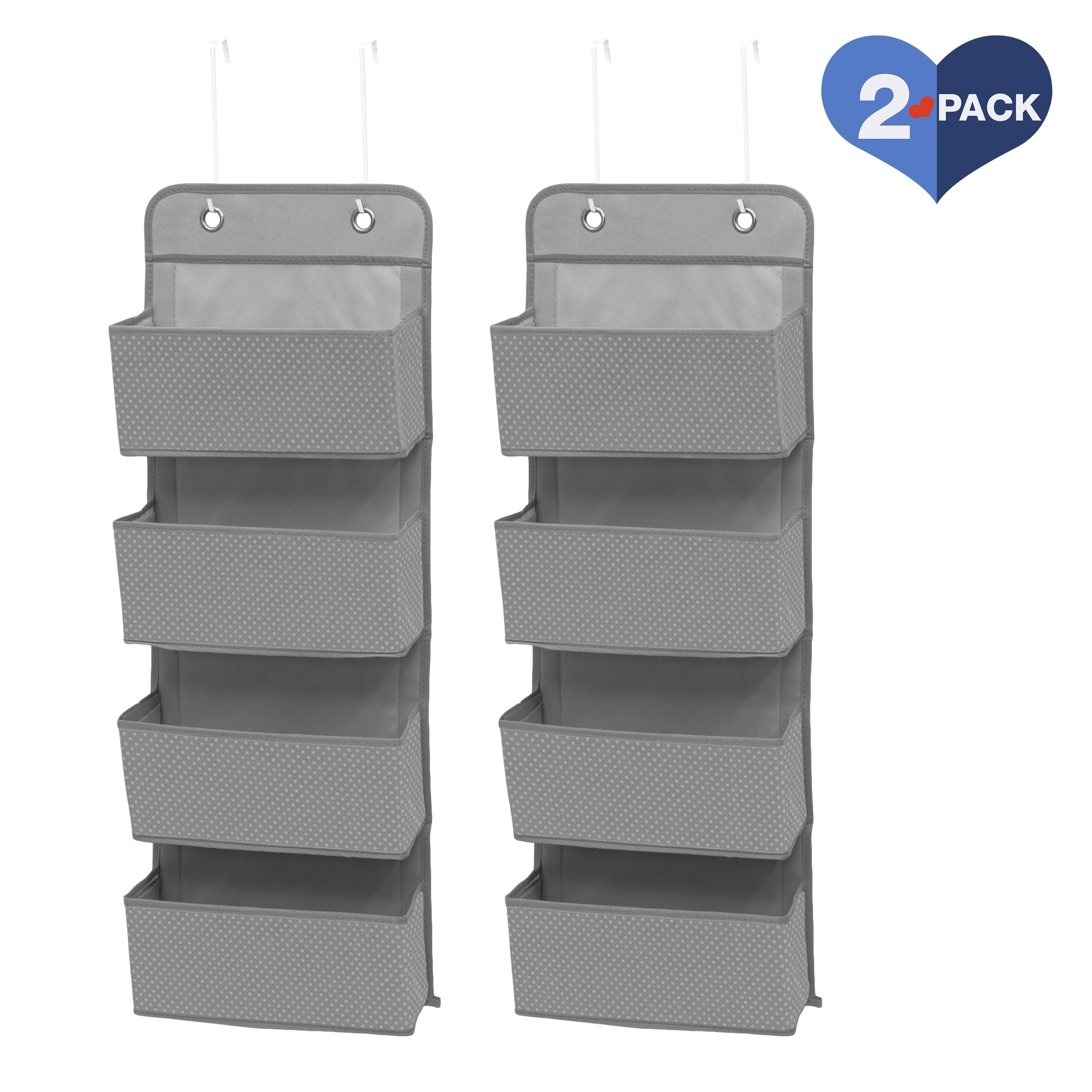 Delta Children 4 Pocket Over The Door Hanging Organizer - 2 Pack, Easy Storage/Organization Solution - Versatile and Accessible in Any Room in the House, Dove Grey