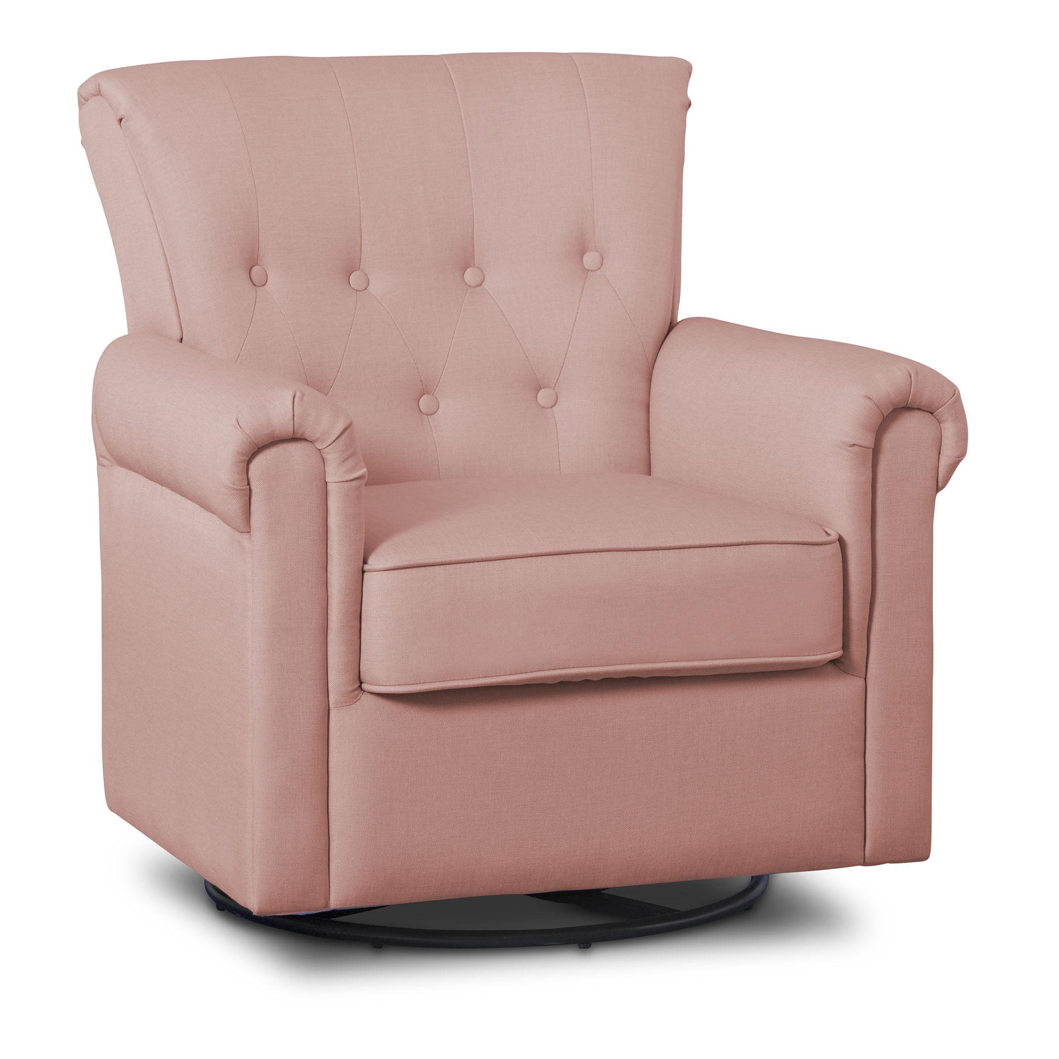 Elegant Blush Swivel Rocker Chair with Button Tufts