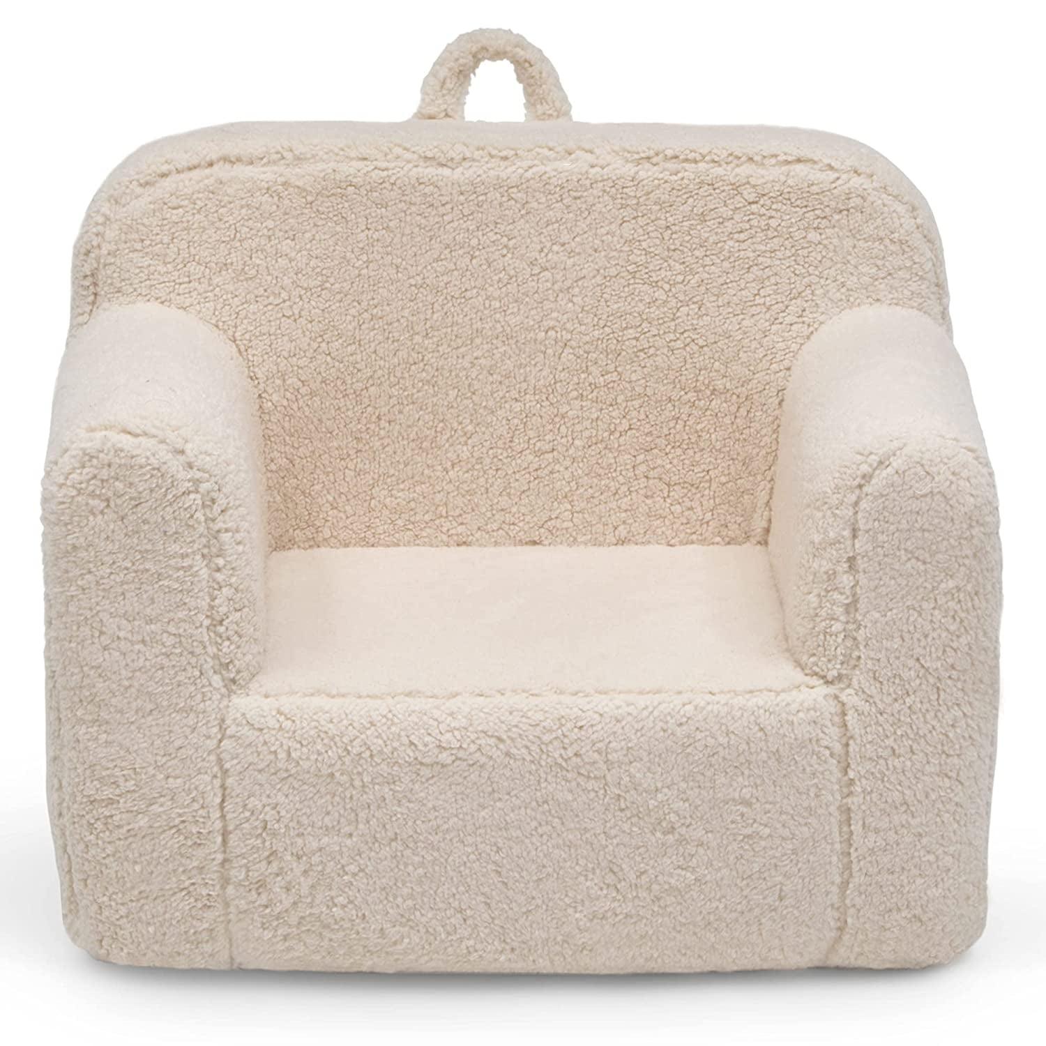 Cream Sherpa Kids' Foam Chair with Handle