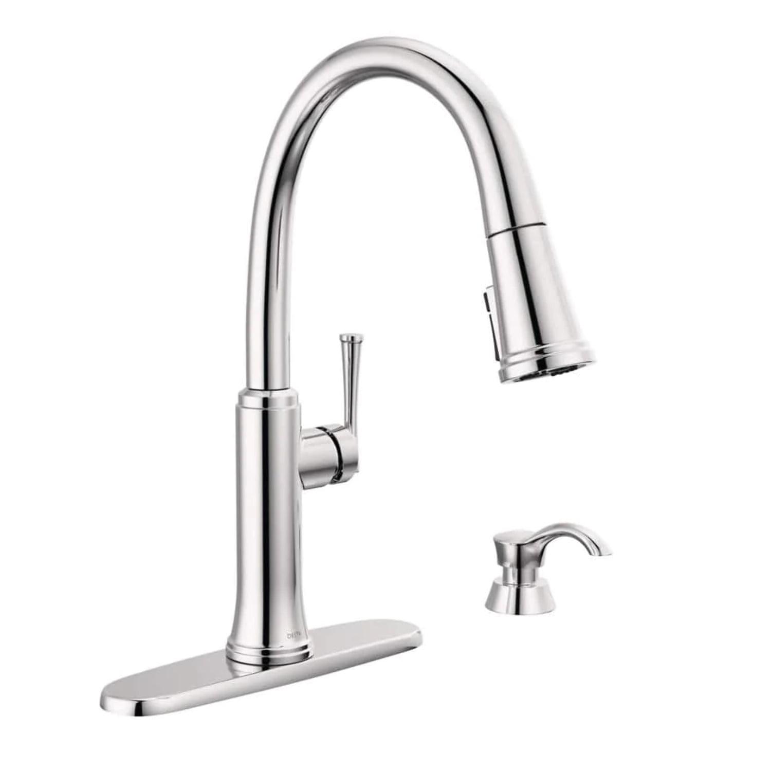 Chrome Single-Handle Pull Down Kitchen Faucet with Soap Dispenser