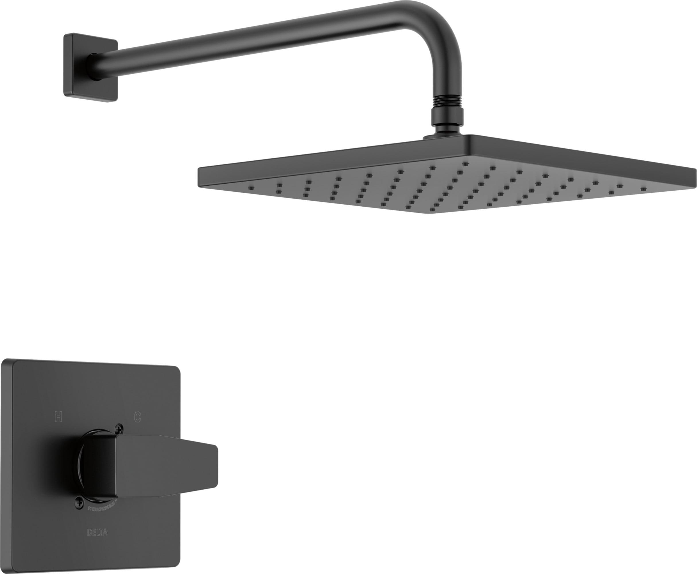 Matte Black Modern Square Rainfall Shower Faucet Set