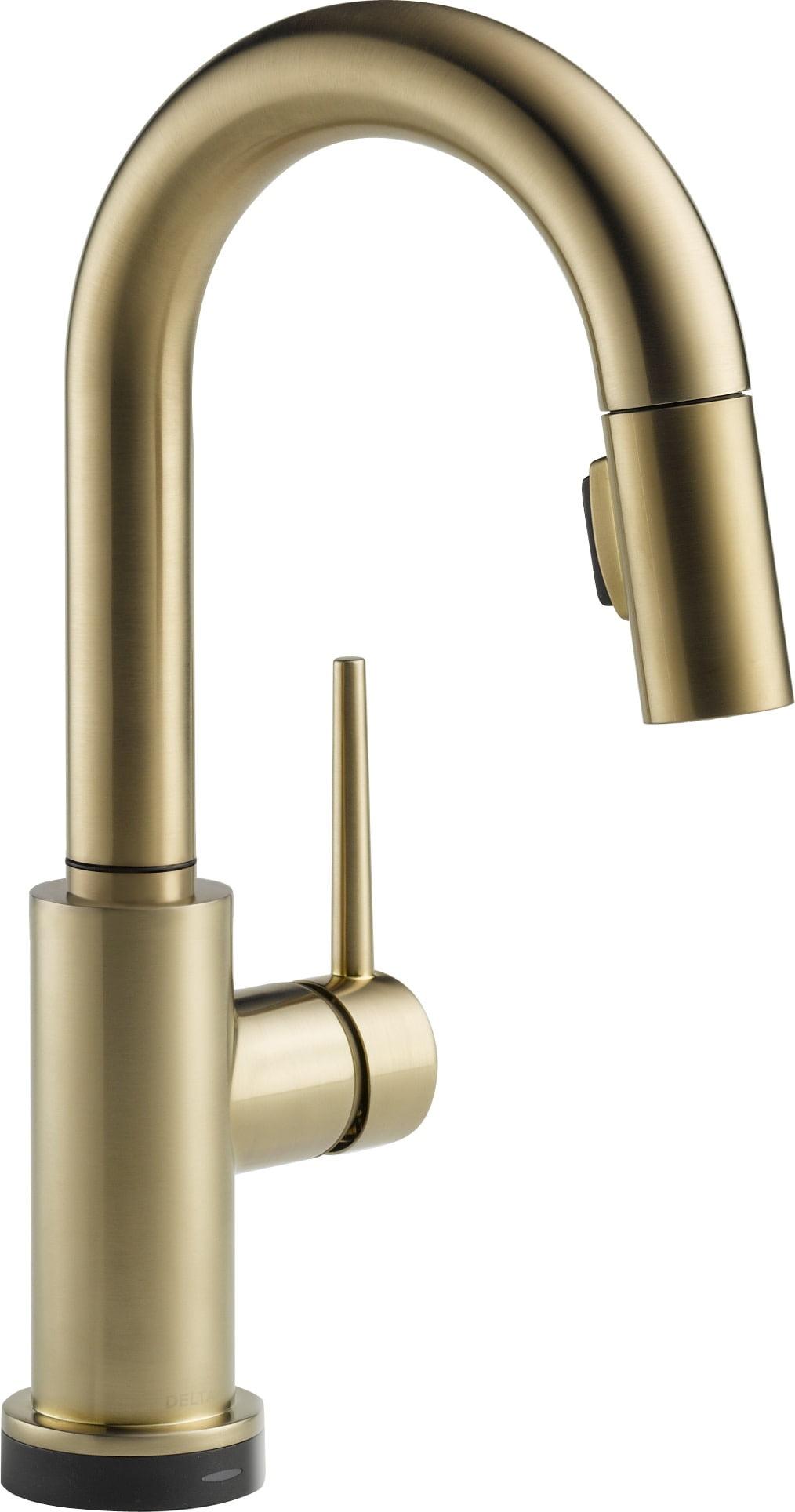 Modern Deck-Mounted Pull-Out Spray Faucet in Stainless Steel and Bronze