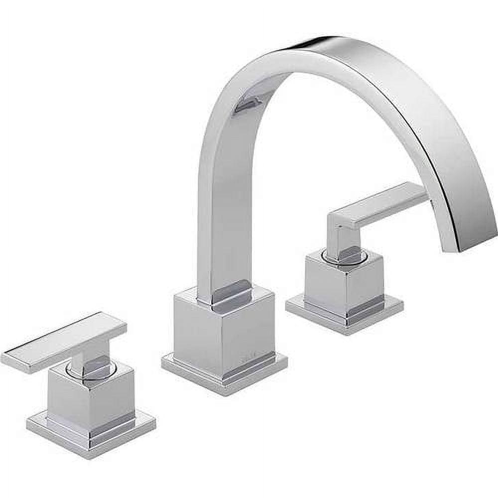 Modern Vero Chrome 10" Deck Mounted Roman Tub Faucet with Dual Handles