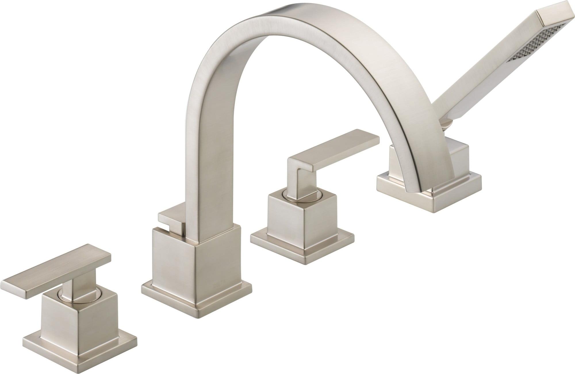 Vero Double Handle Deck Mounted Roman Tub Faucet with Handshower