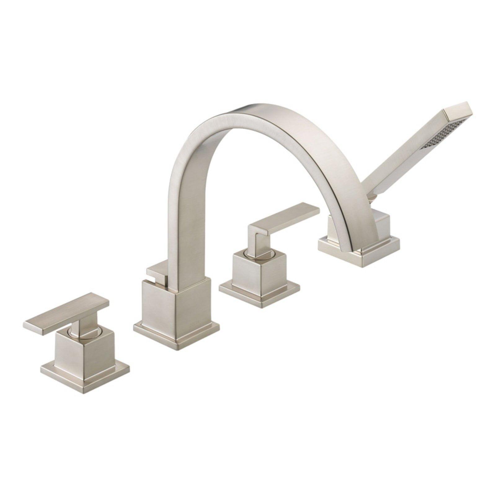 Vero Double Handle Deck Mounted Roman Tub Faucet with Handshower