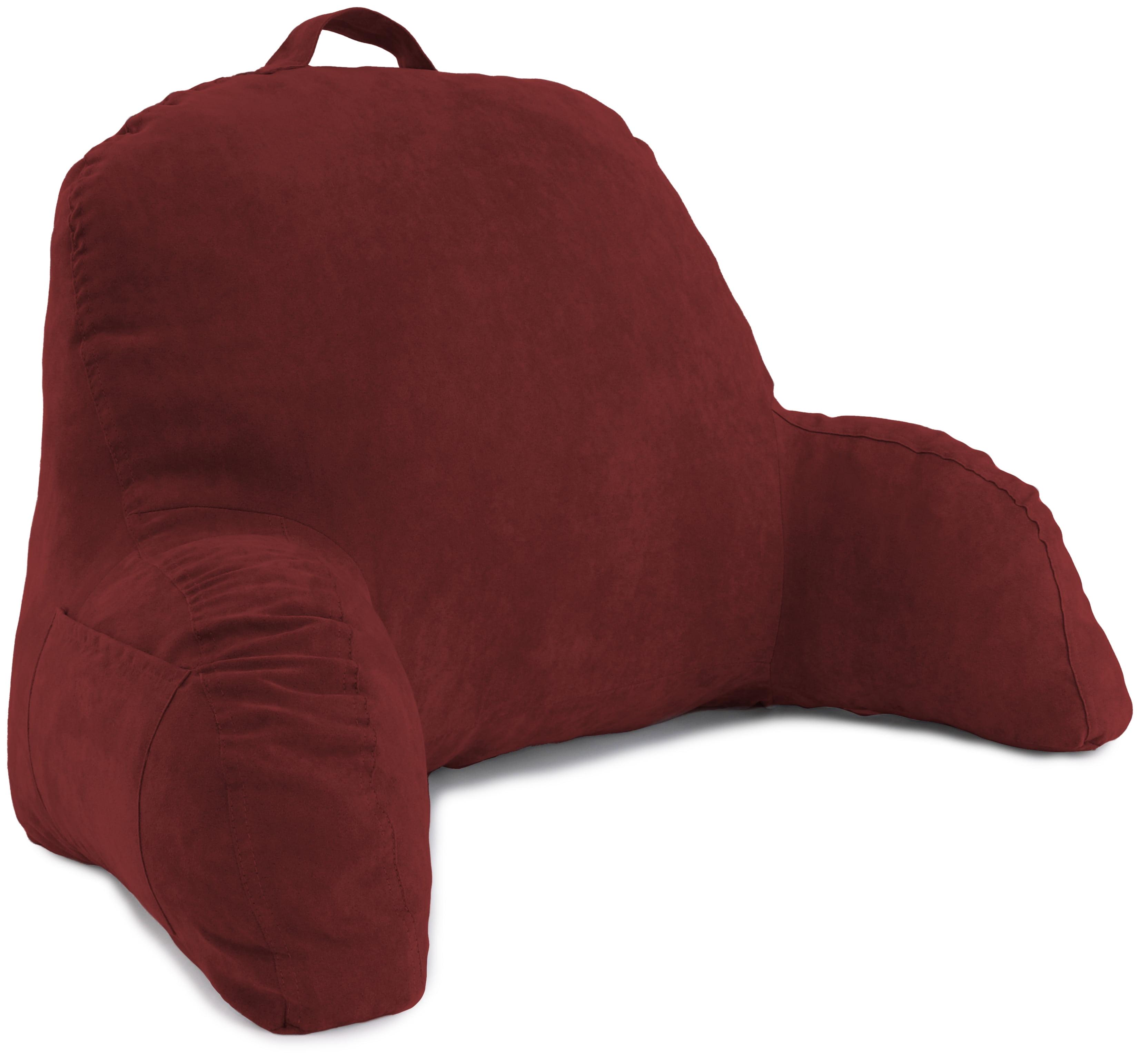 Deluxe Comfort Microsuede Bed Rest- Stuffed Fiberfill with Arms, Red