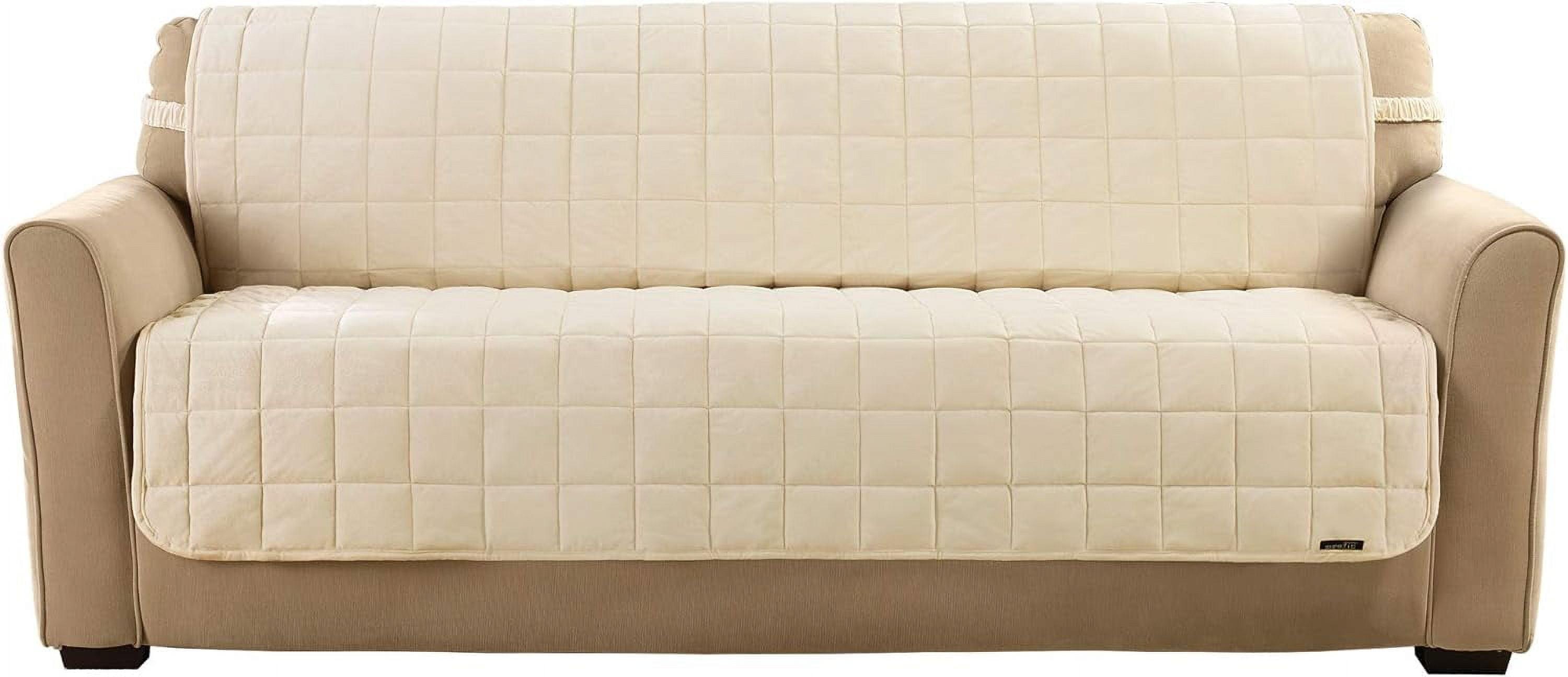 Luxurious Velvet Quilted Pet-Friendly Armless Sofa Cover in Ivory