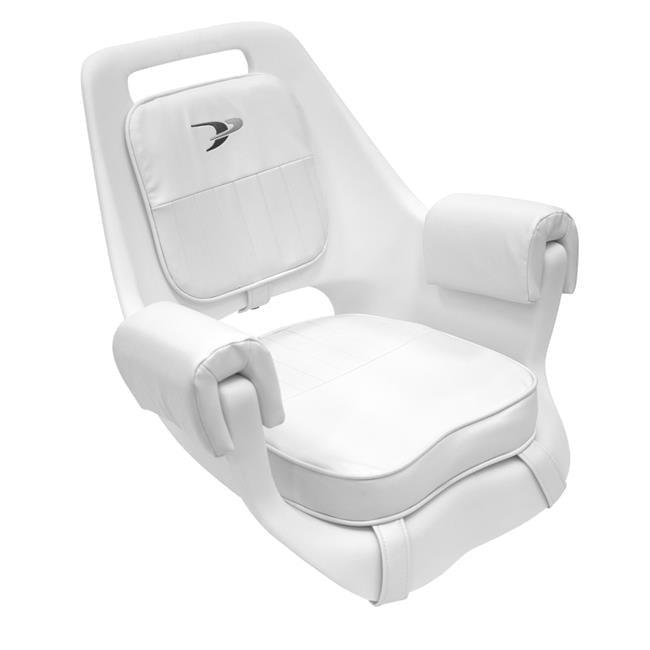 White Deluxe Marine Pilot Chair with Cushions and Mounting Plate