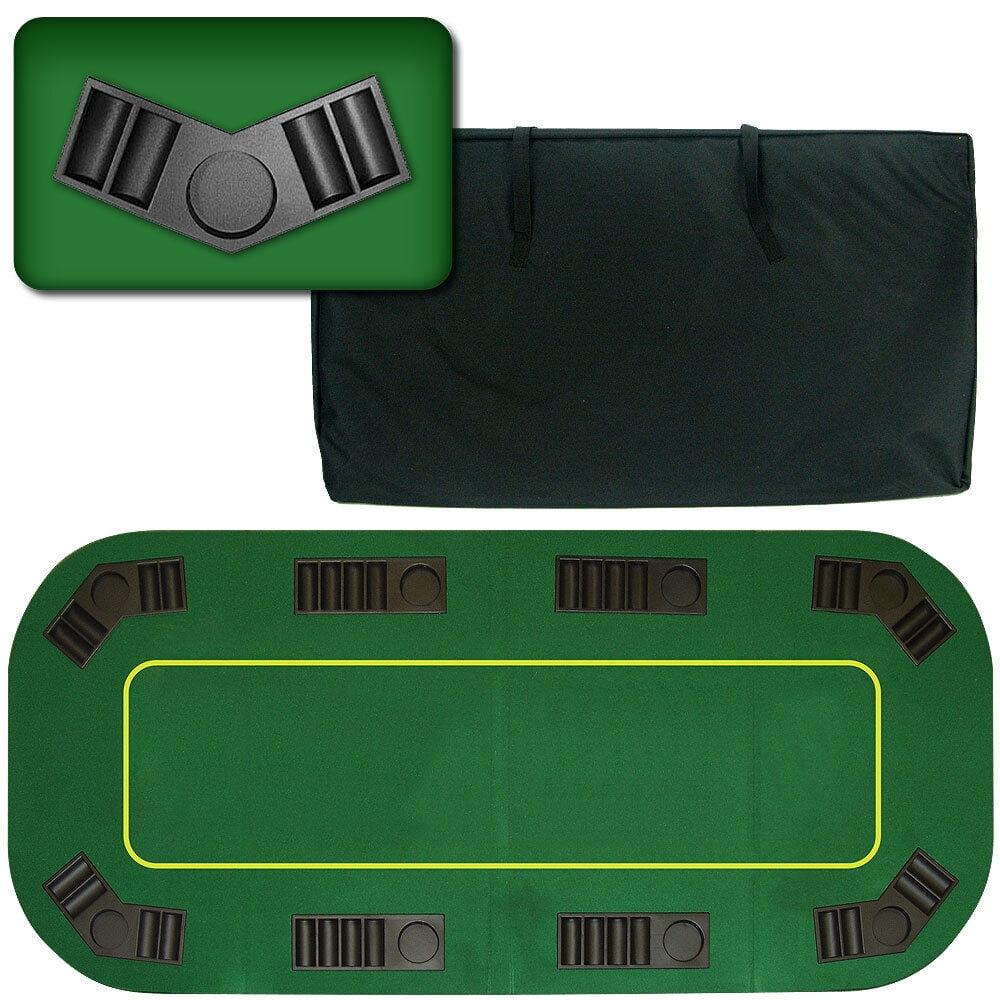 Green Oval 8-Player Folding Poker Table Topper with Chip Trays