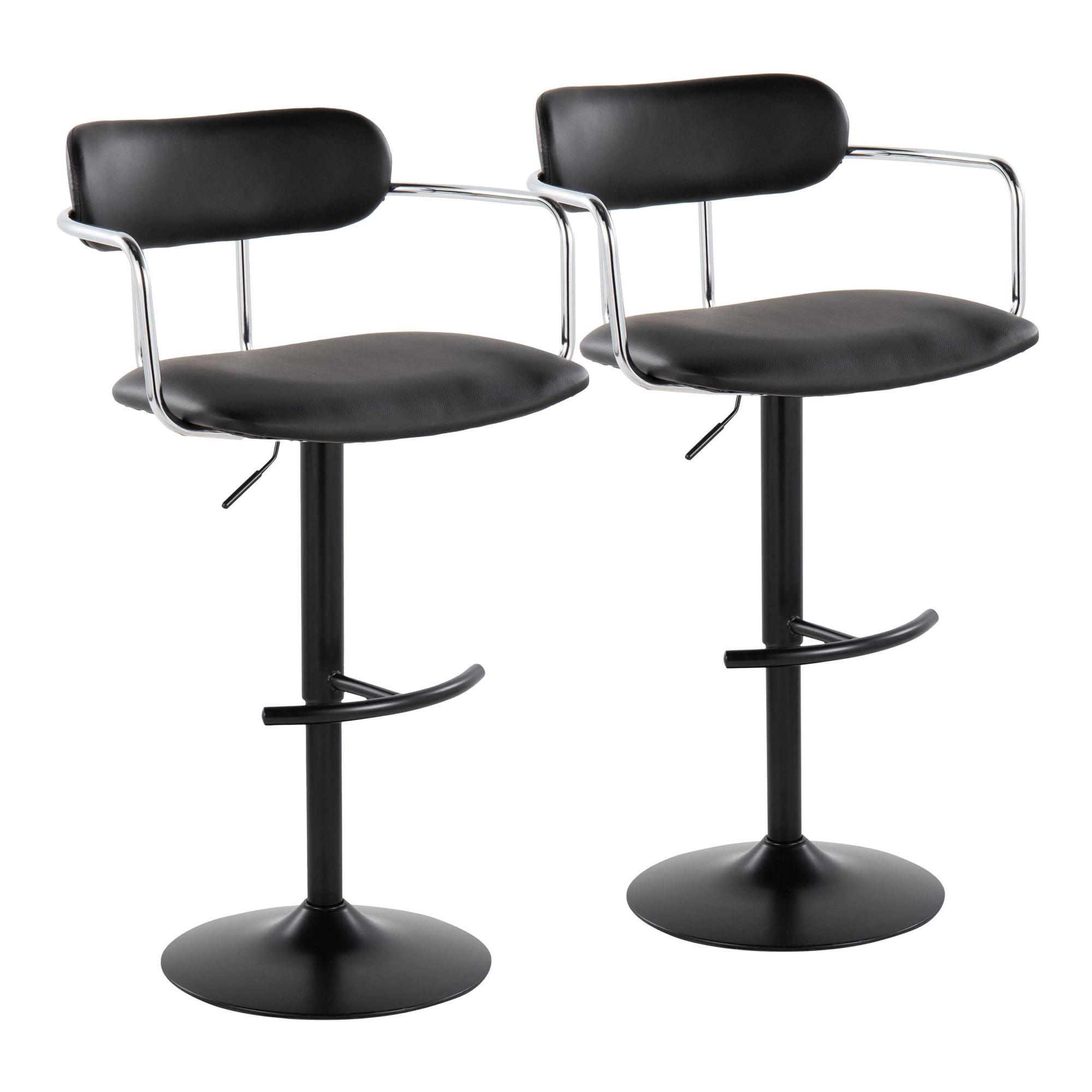 Swivel Upholstered Adjustable Height Counter Stool with Metal Frame