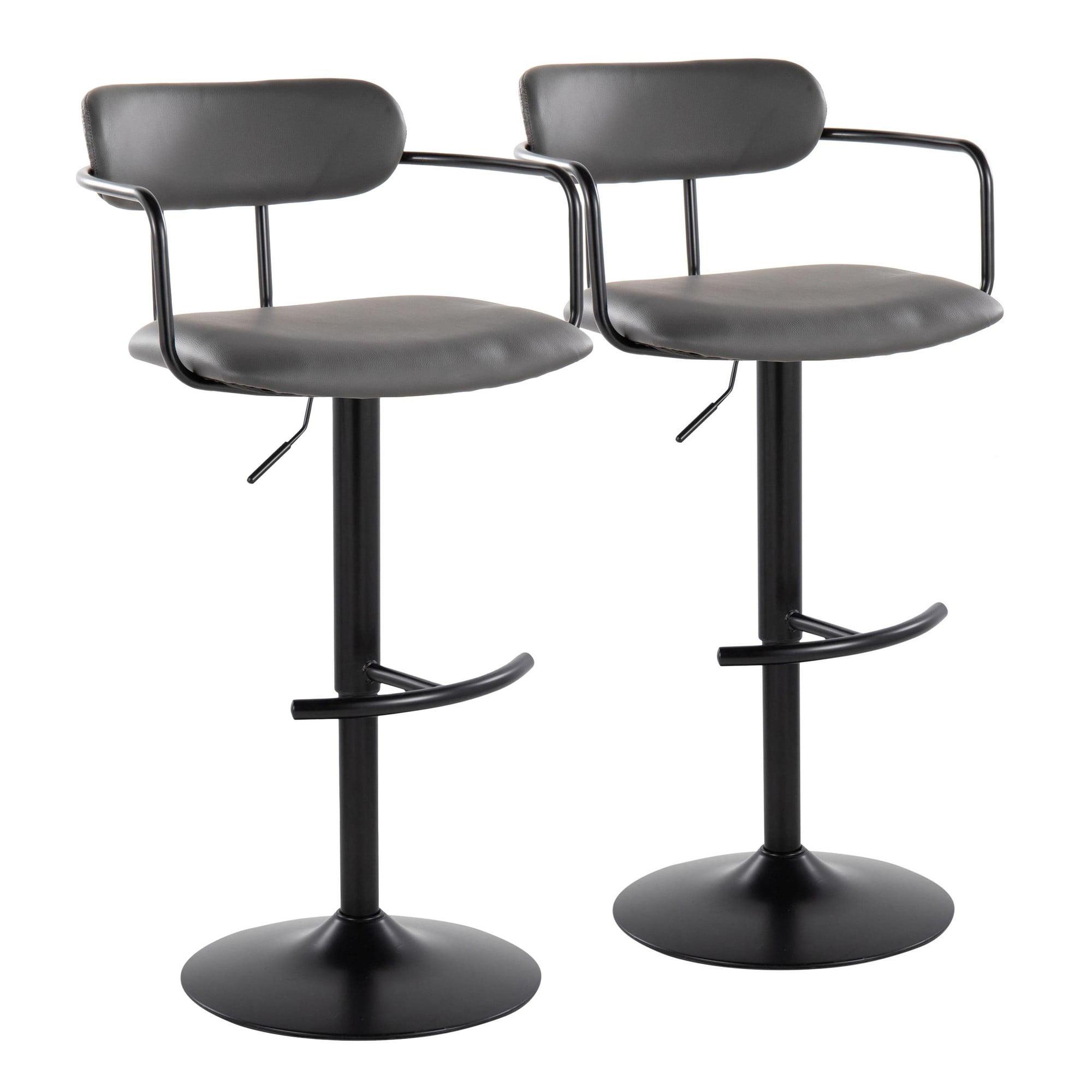 Swivel Upholstered Adjustable Height Counter Stool with Metal Frame