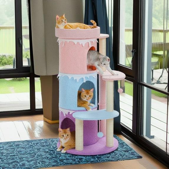 Tucker Murphy Pet™ 43'' Cat Tree Cat Tower For Indoor Large Cats, Cat Bed House With 3 Large Cat Condos And Sisal Covered Scratching Posts For Kittens