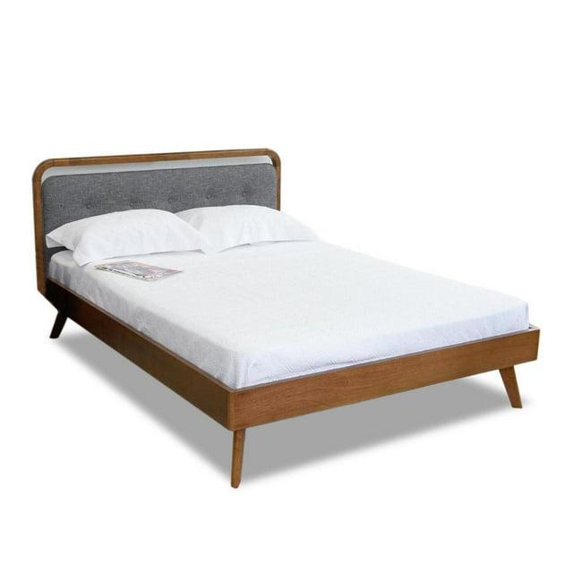 Demi Mid Century Modern Fabric Queen Platform Bed in Gray