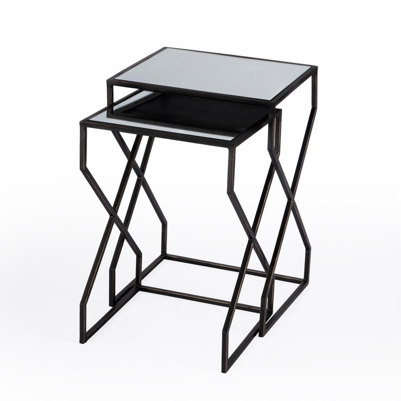 Demi Modern Black and Bronze Mirrored Nesting Tables