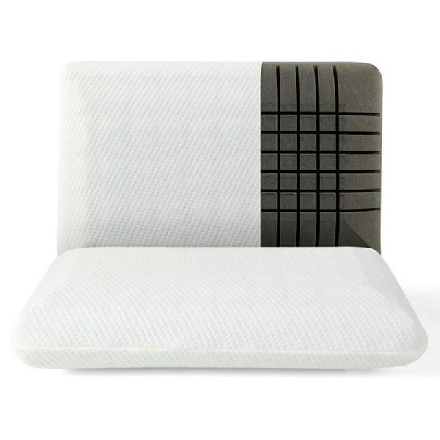 Canddidliike 2 Pieces Bamboo Charcoal Memory Foam Pillow for Pain Relief Sleeping,