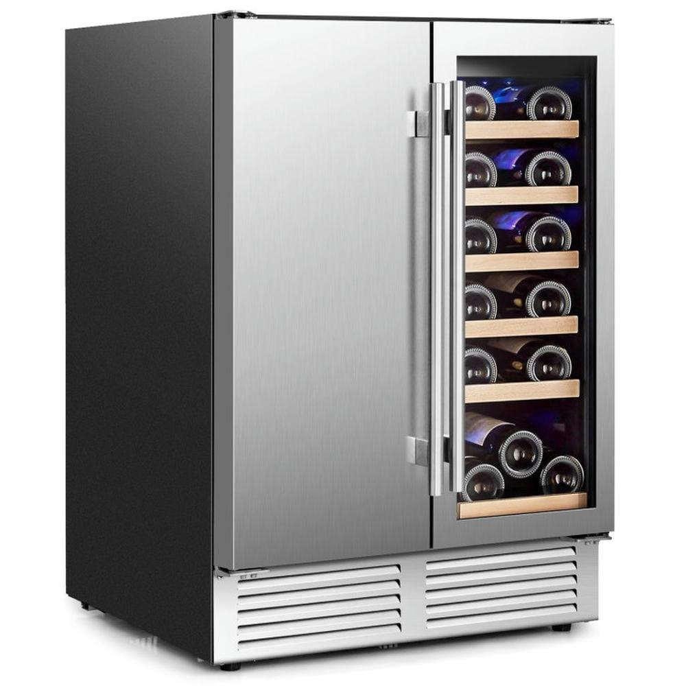 Silver Dual-Zone Freestanding Wine and Beverage Cooler with LED Lights