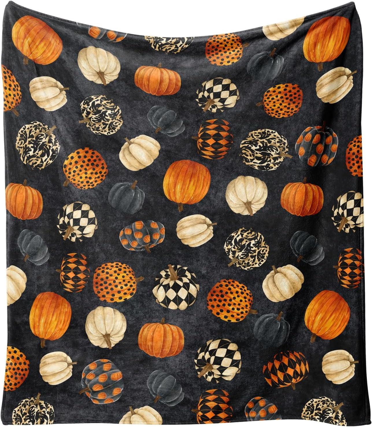 Halloween Pumpkin Blanket, Case Halloween Fleece Blanket,Halloween Pumpkin Gifts for Women,Halloween Flannel Fleece Throw Blanket for Home Living Room Couch Bed Chair or Dorm Decor 60 "x 50"