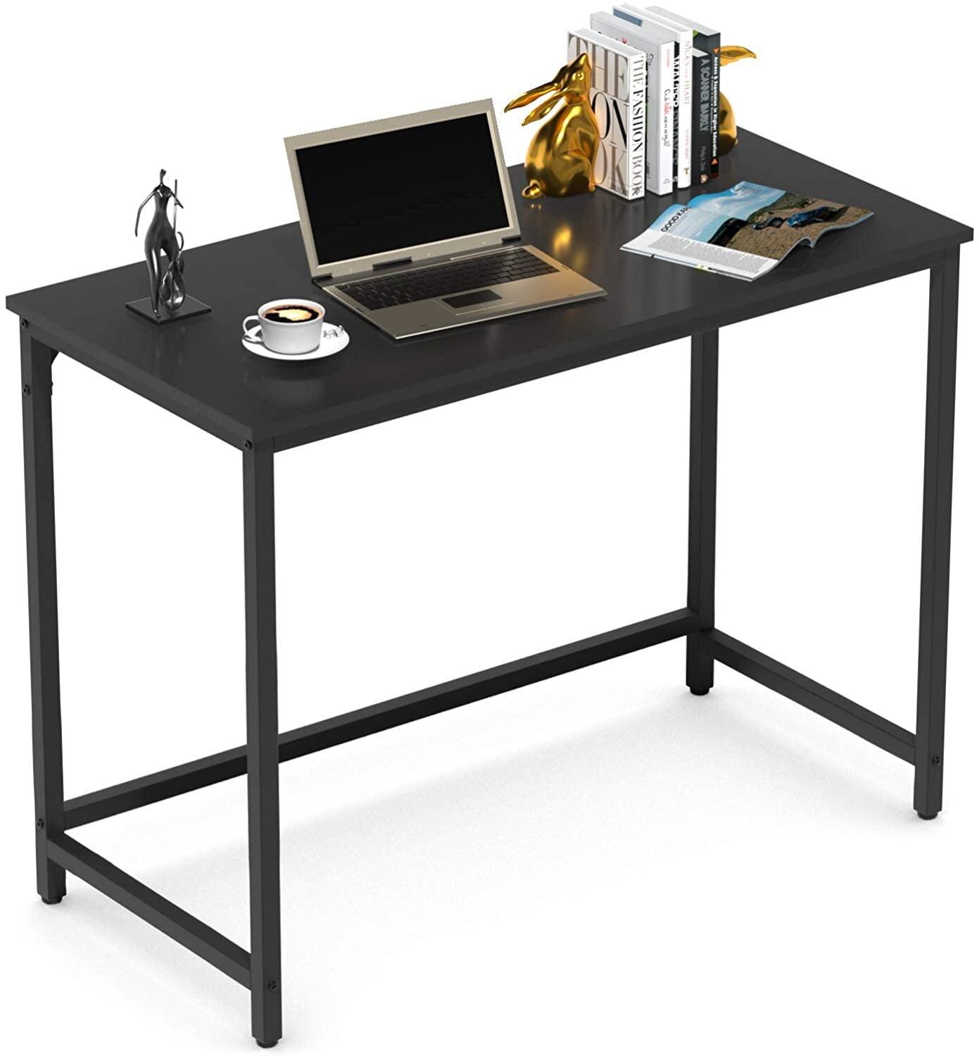 Black Metal Frame Computer Desk with Drawer