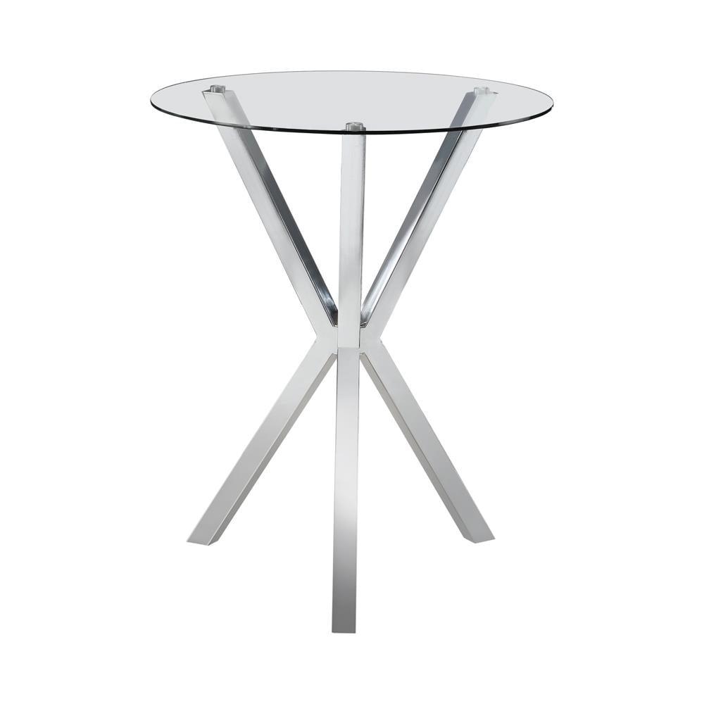 Coaster Denali Modern Round Glass Top Bar Table Chrome