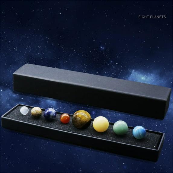 Dengmore Solar System 8 Planets Natural Gemstones Sphere with Gift Box Desk Ornaments Home Decorations