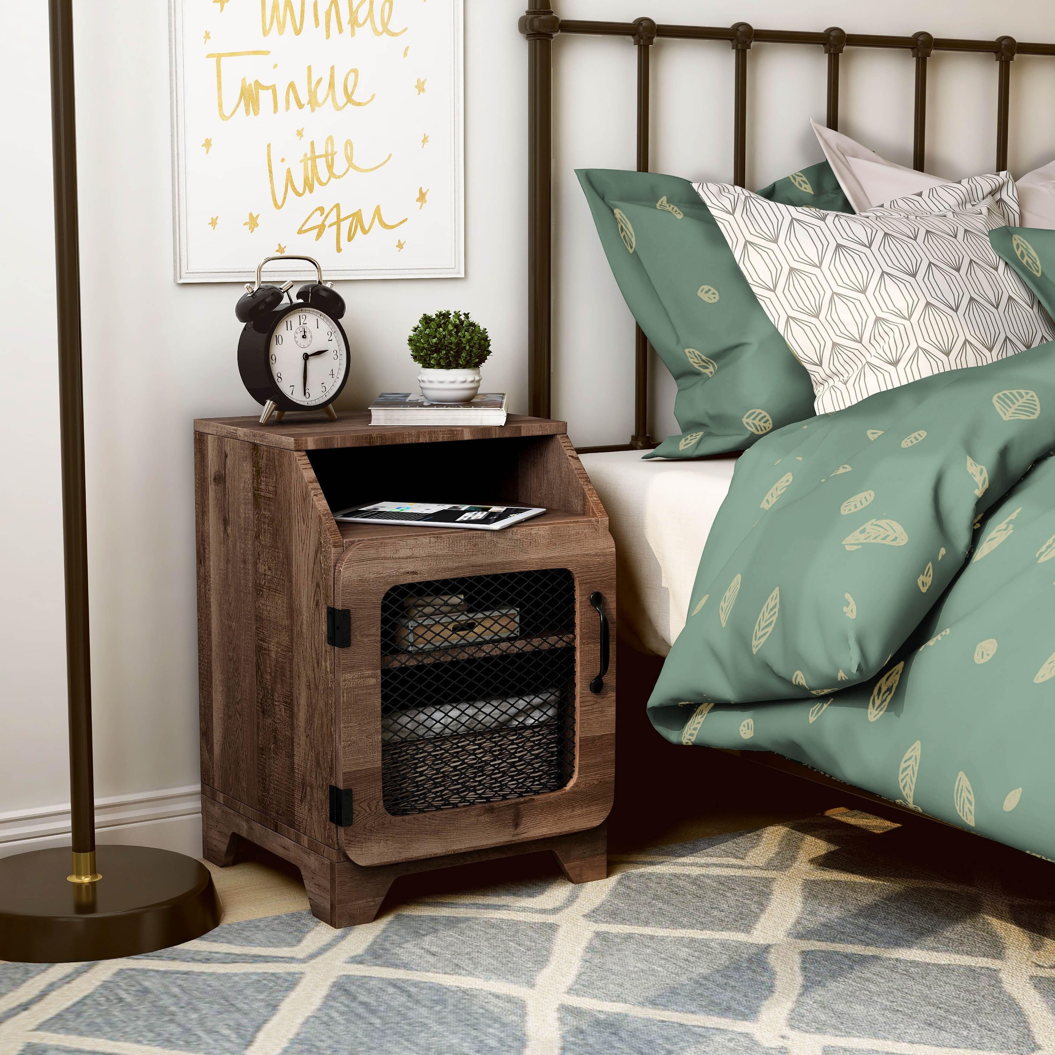 Denhour DH BASIC Rustic Oak 16-inch 3-Shelf End Table by