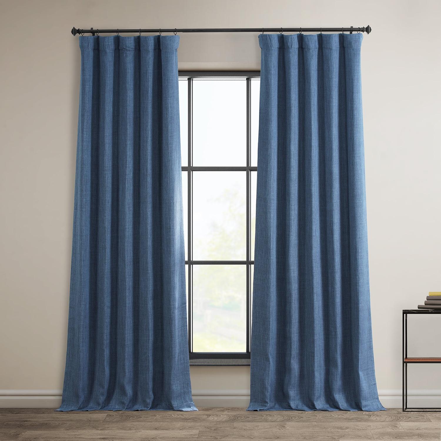 HPD Half Price Drapes Denim Faux Linen Room Darkening Curtains for Bedroom & Living Room Curtains (1 Panel), Door & Window Curtains 96 inches long, Rod Pocket Curtains & Drapes, 50W X 96L