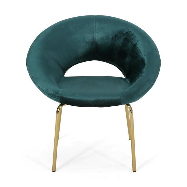 Denise Modern Glam Velvet Accent Chair, Teal and Gold
