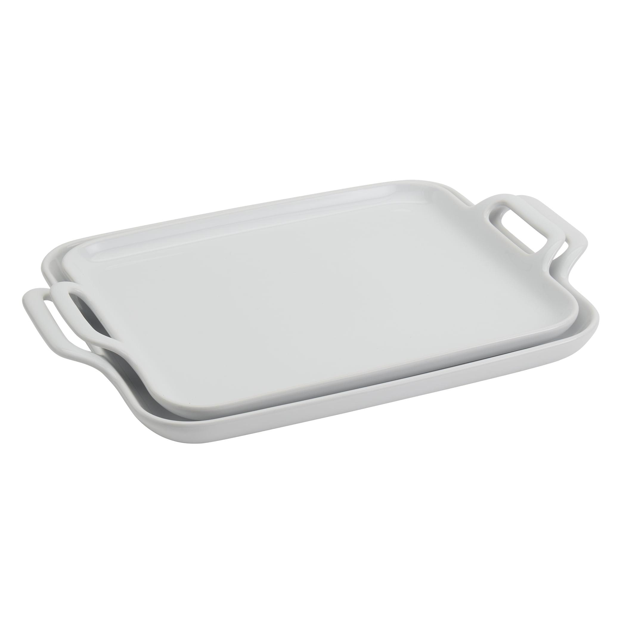 Denmark Tools for Cooks White 2-piece Rectangular Stoneware Serving Tray/Platter Set