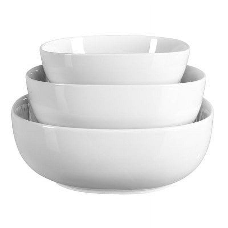 White Ceramic Microwave Safe Serving Bowl Set, 3 Piece