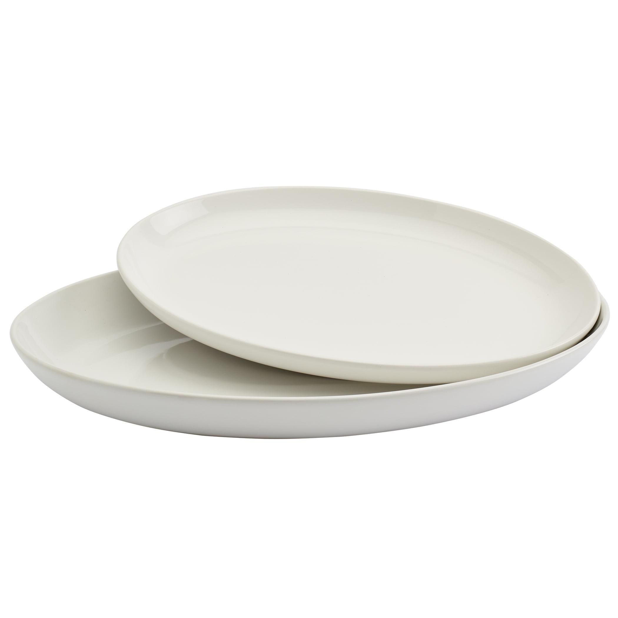 White Ceramic Oval Serving Platters Set, 18" and 15"