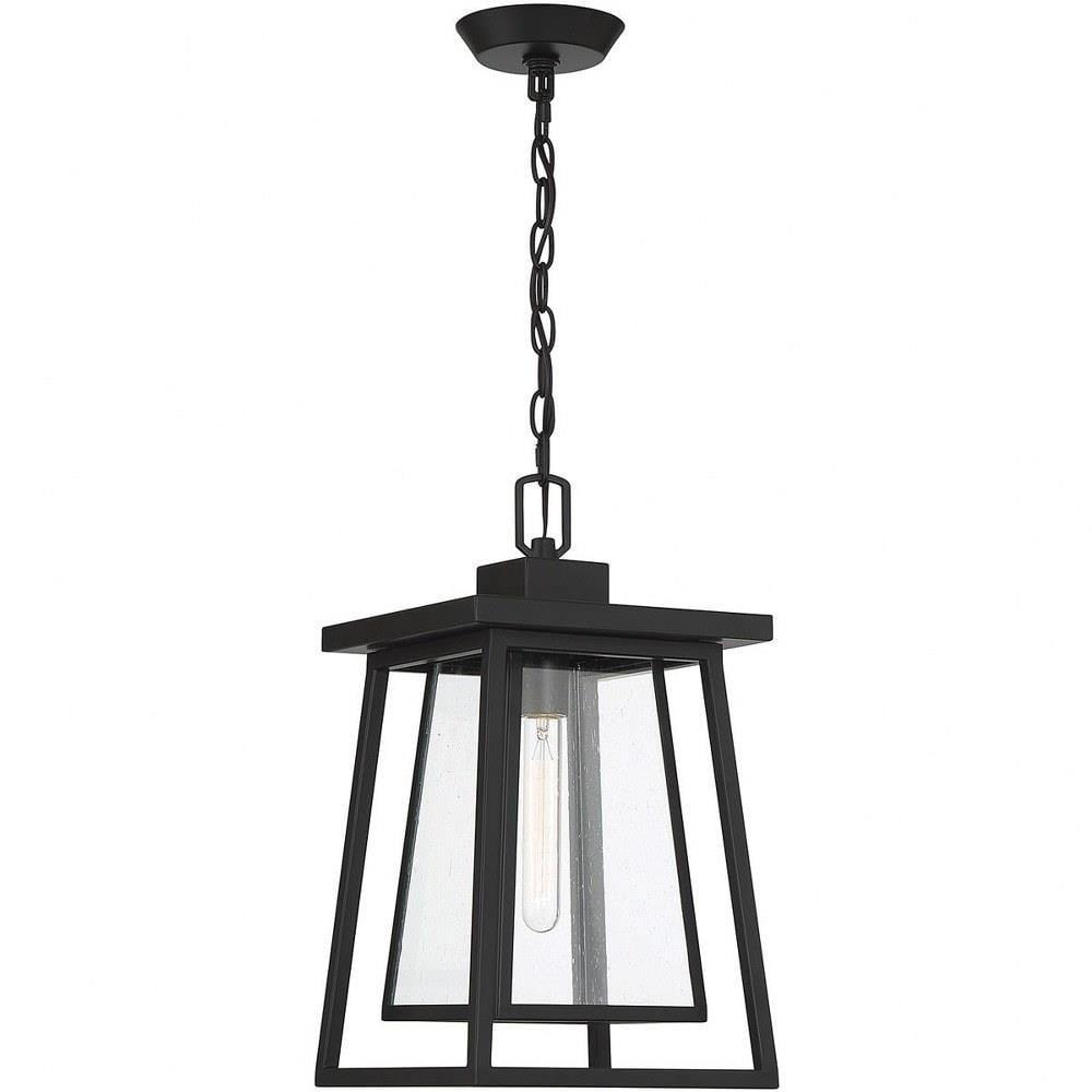 Denver Matte Black Glass Outdoor Hanging Lantern