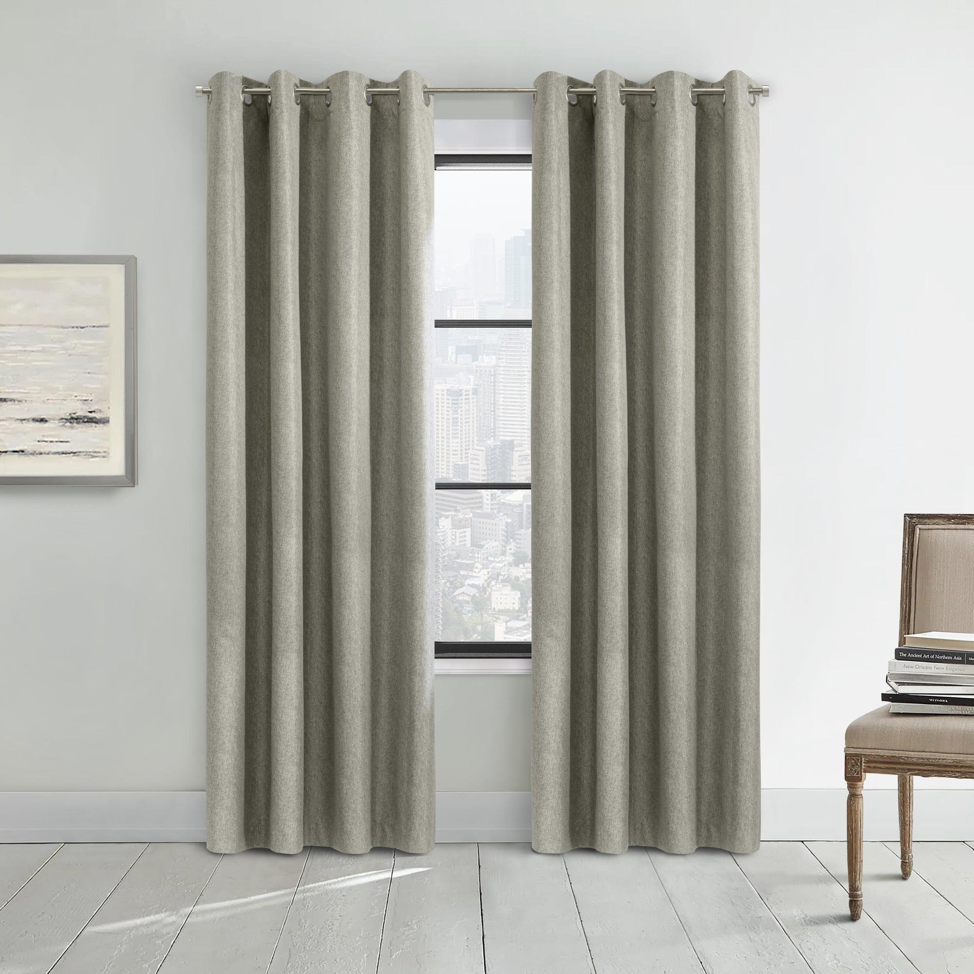 Taupe Grey Blackout Grommet Top Polyester Curtain Panel 52 x 108