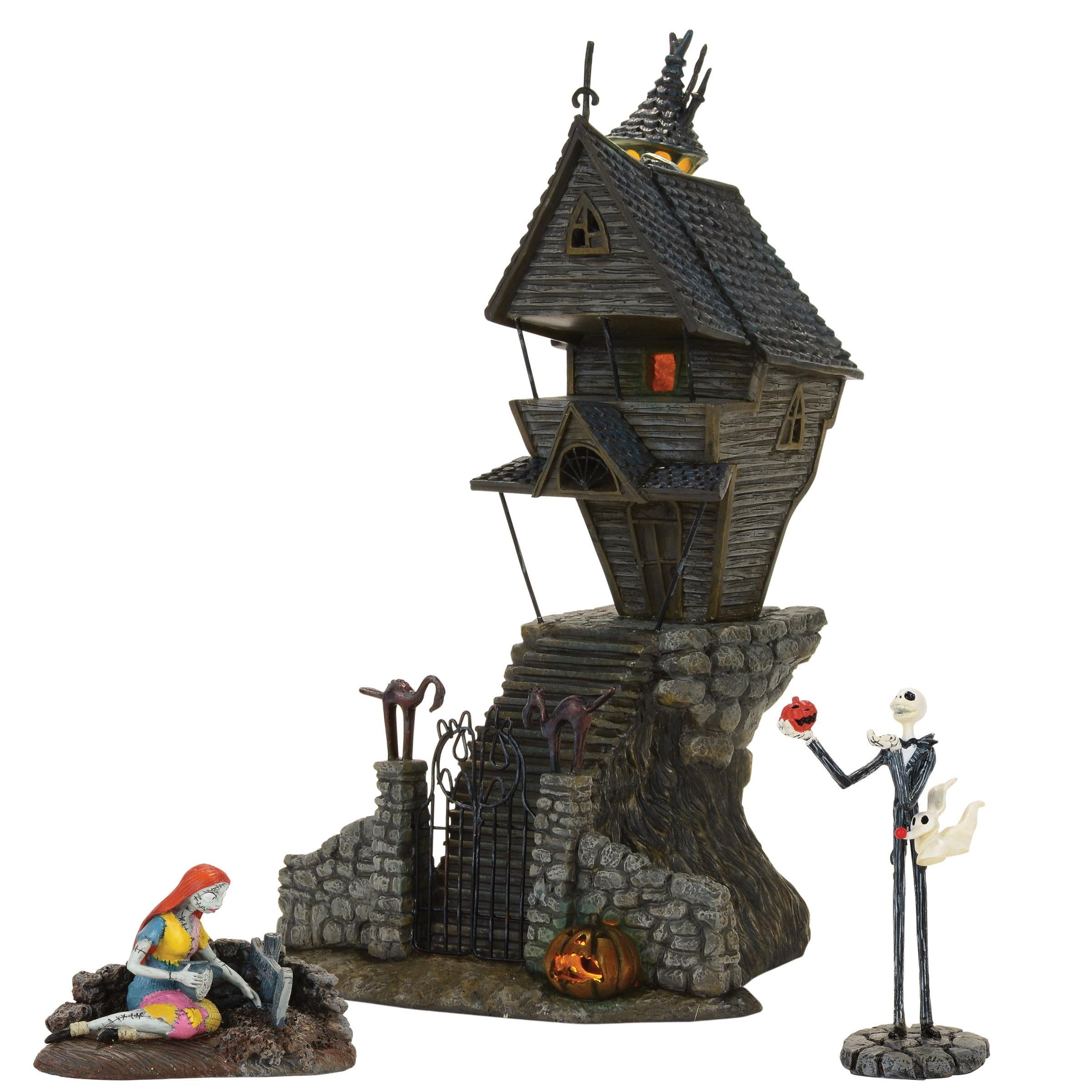 Department 56 Nightmare Before Christmas Village Jack's House Building w/ Jack and Sally Figurine Set (Set of 3)