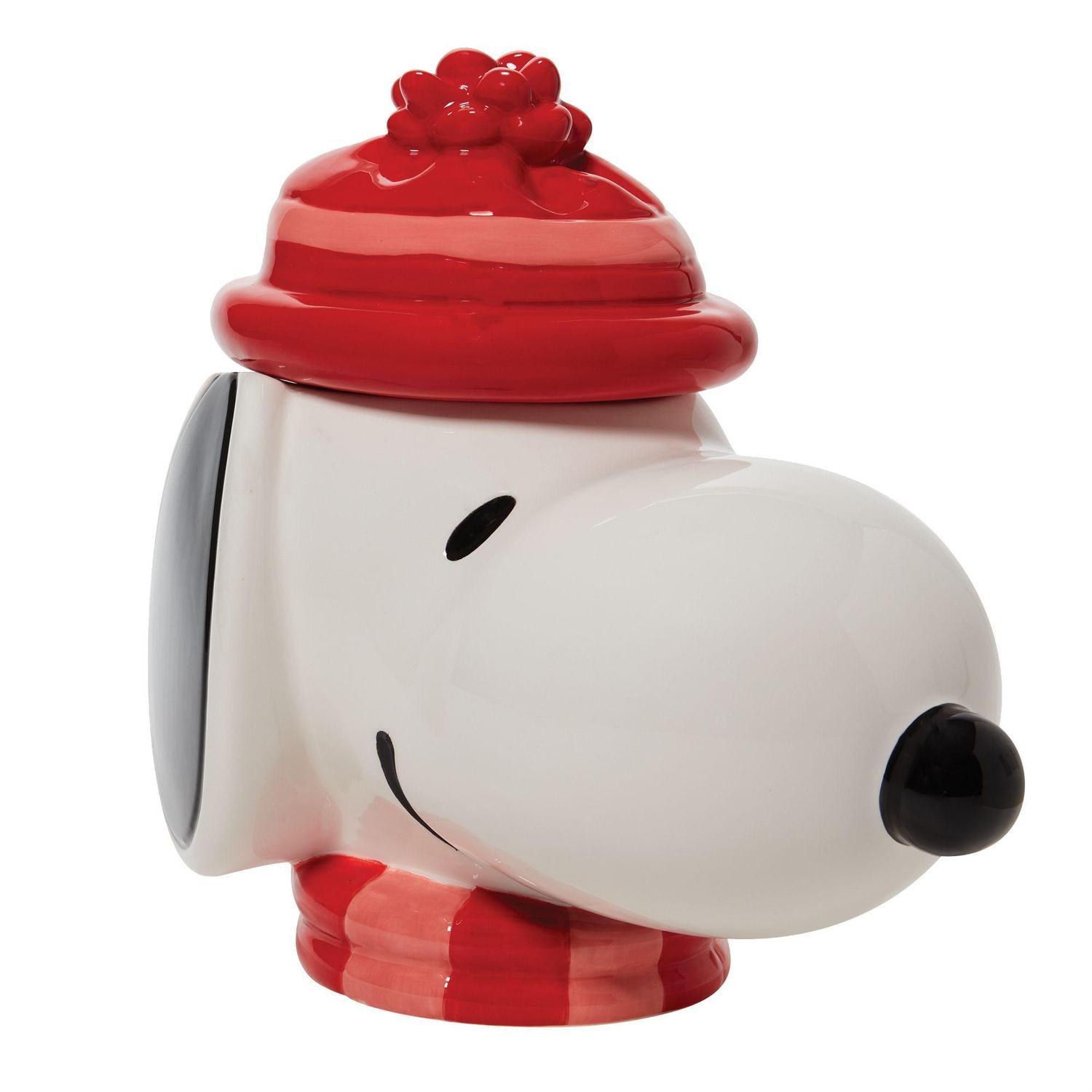 Snoopy Ceramic White and Red Holiday Cookie Jar