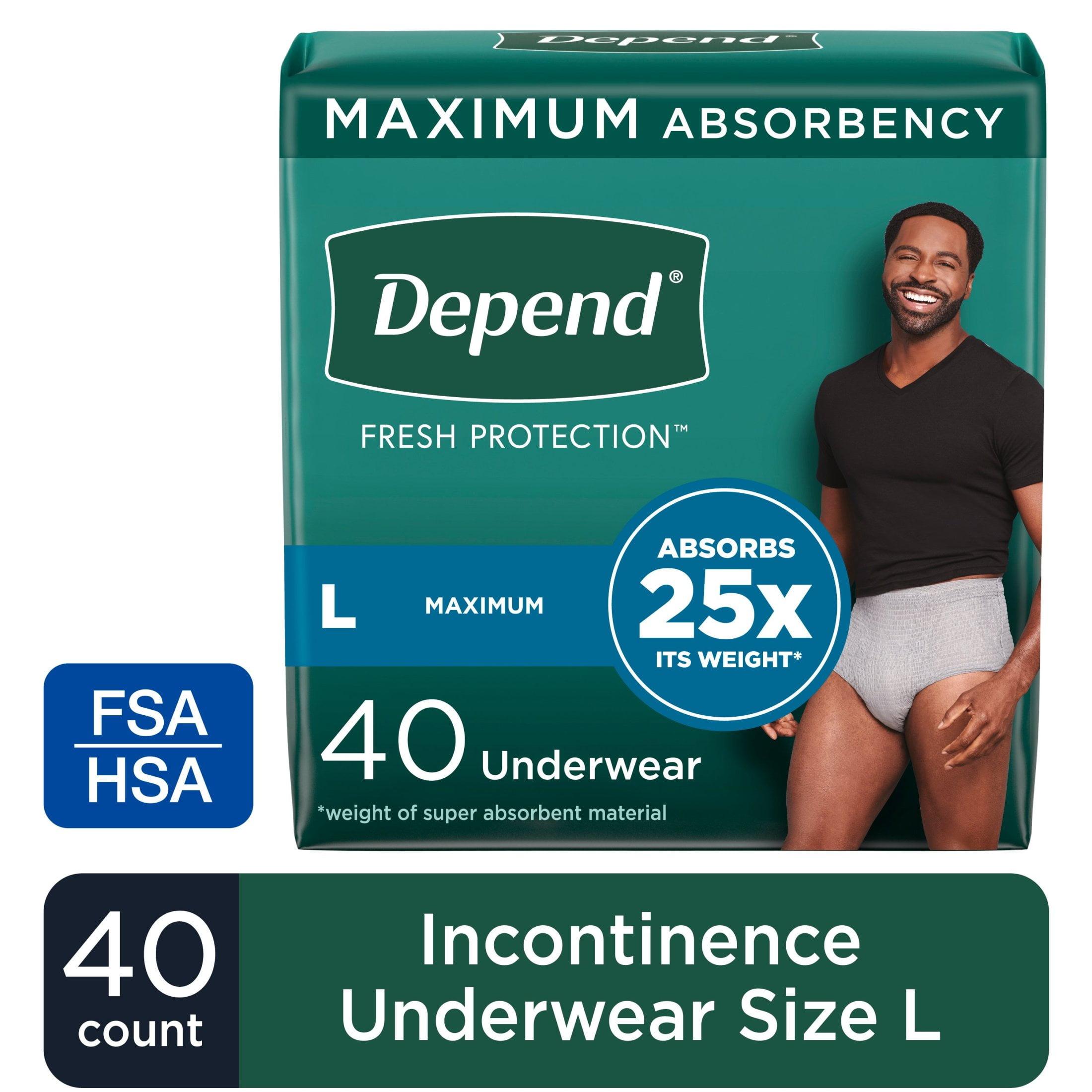 Depend Fresh Protection Adult Incontinence Disposable Underwear for Men - Maximum Absorbency - L - Gray - 40ct